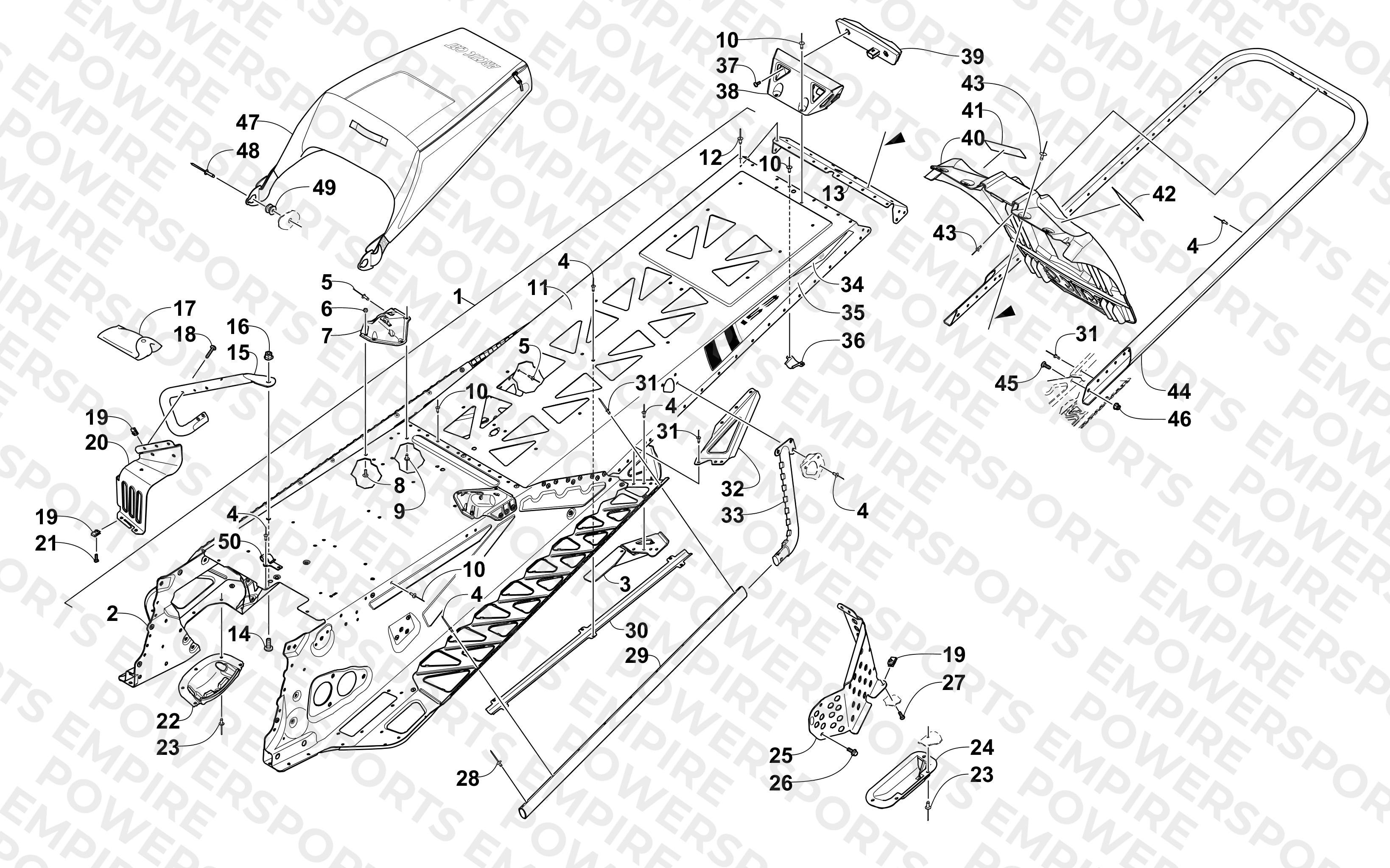 TUNNEL, REAR BUMPER, AND SNOWFLAP ASSEMBLY