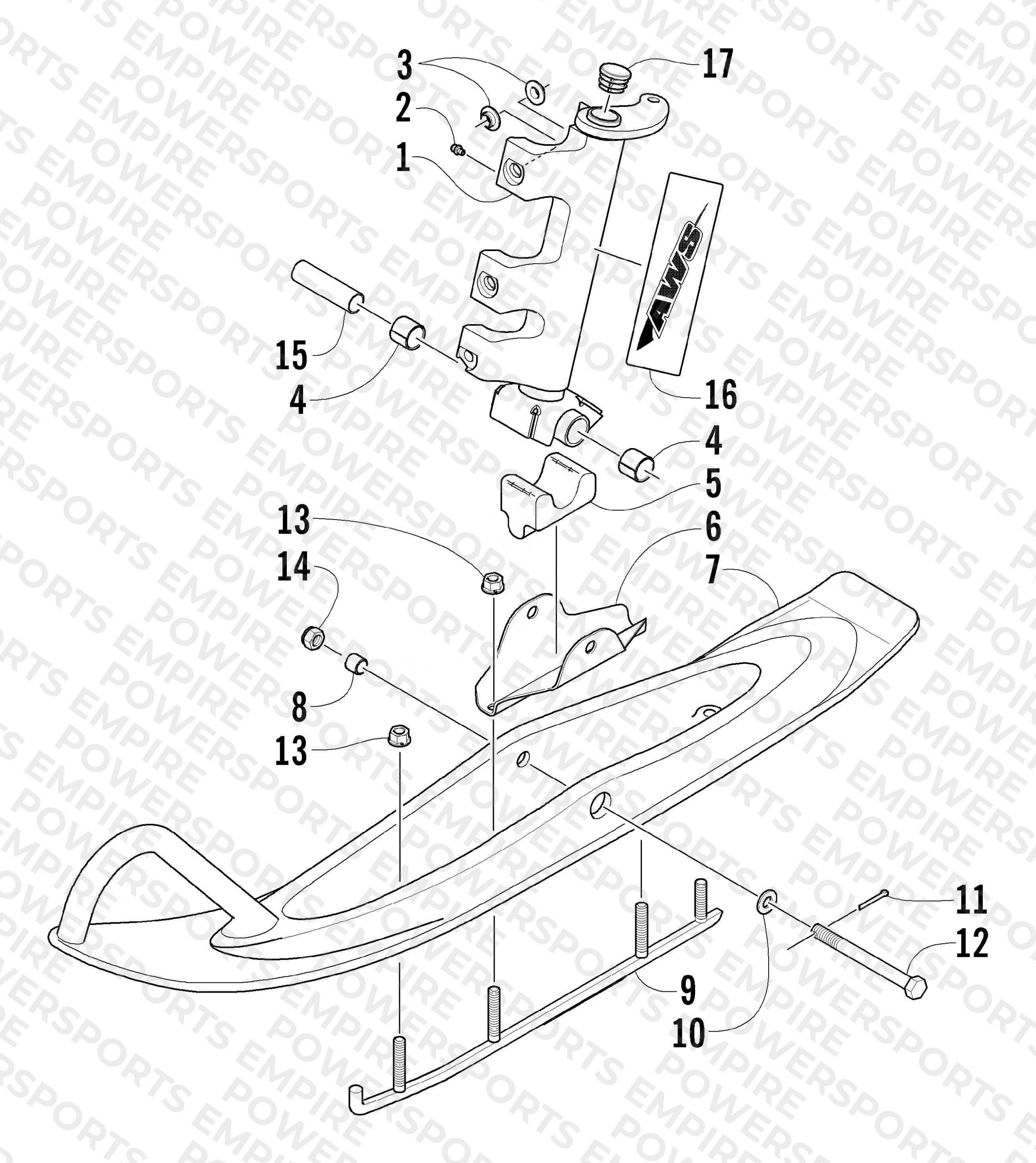 SKI AND SPINDLE ASSEMBLY