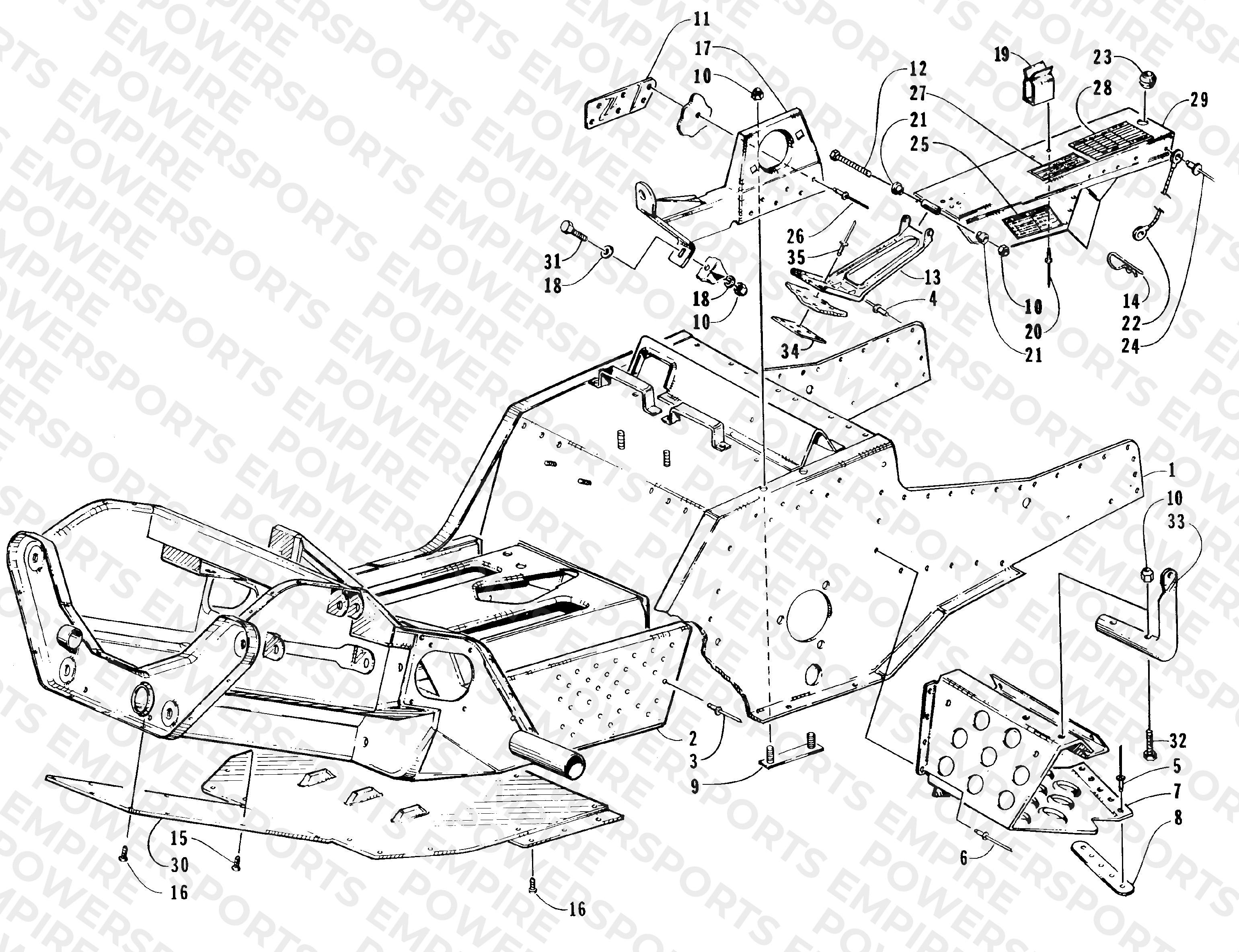 FRONT FRAME, FOOTREST, AND GUARD ASSEMBLY