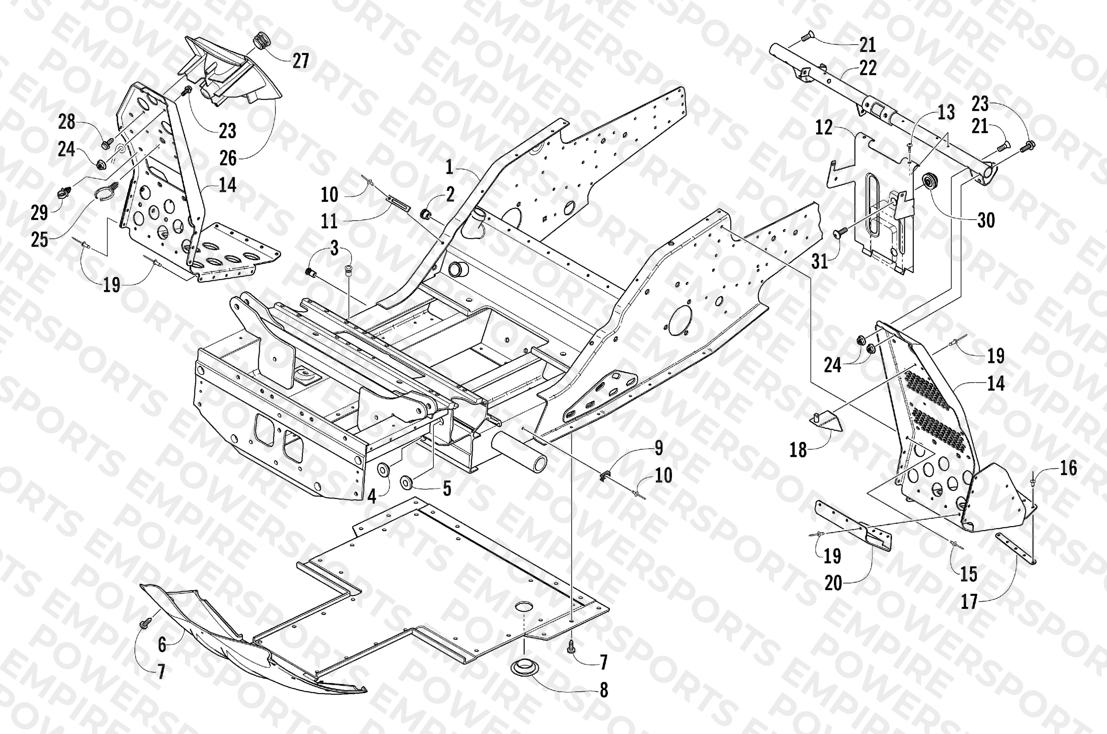 FRONT FRAME AND FOOTREST ASSEMBLY