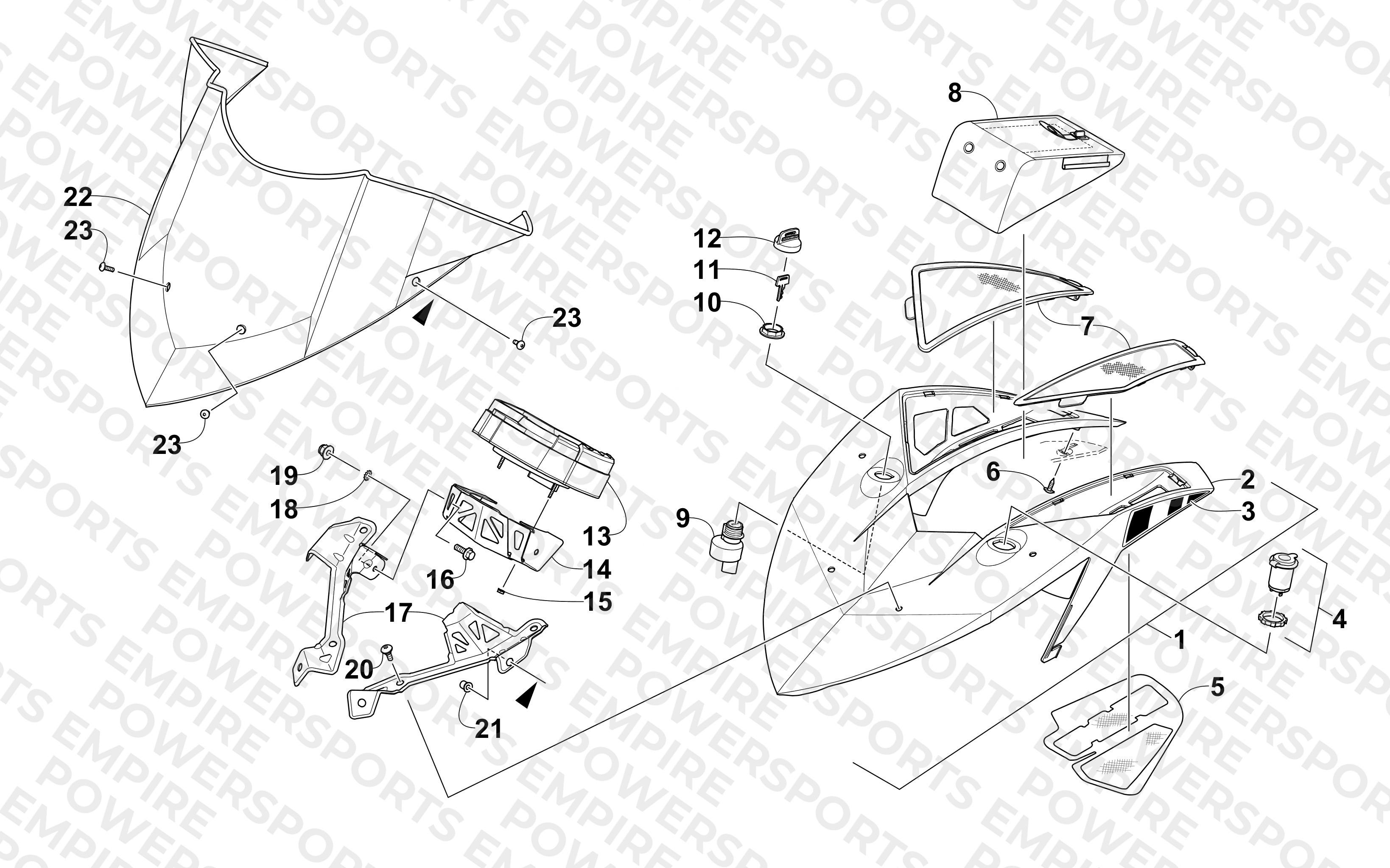 WINDSHIELD AND INSTRUMENTS ASSEMBLIES