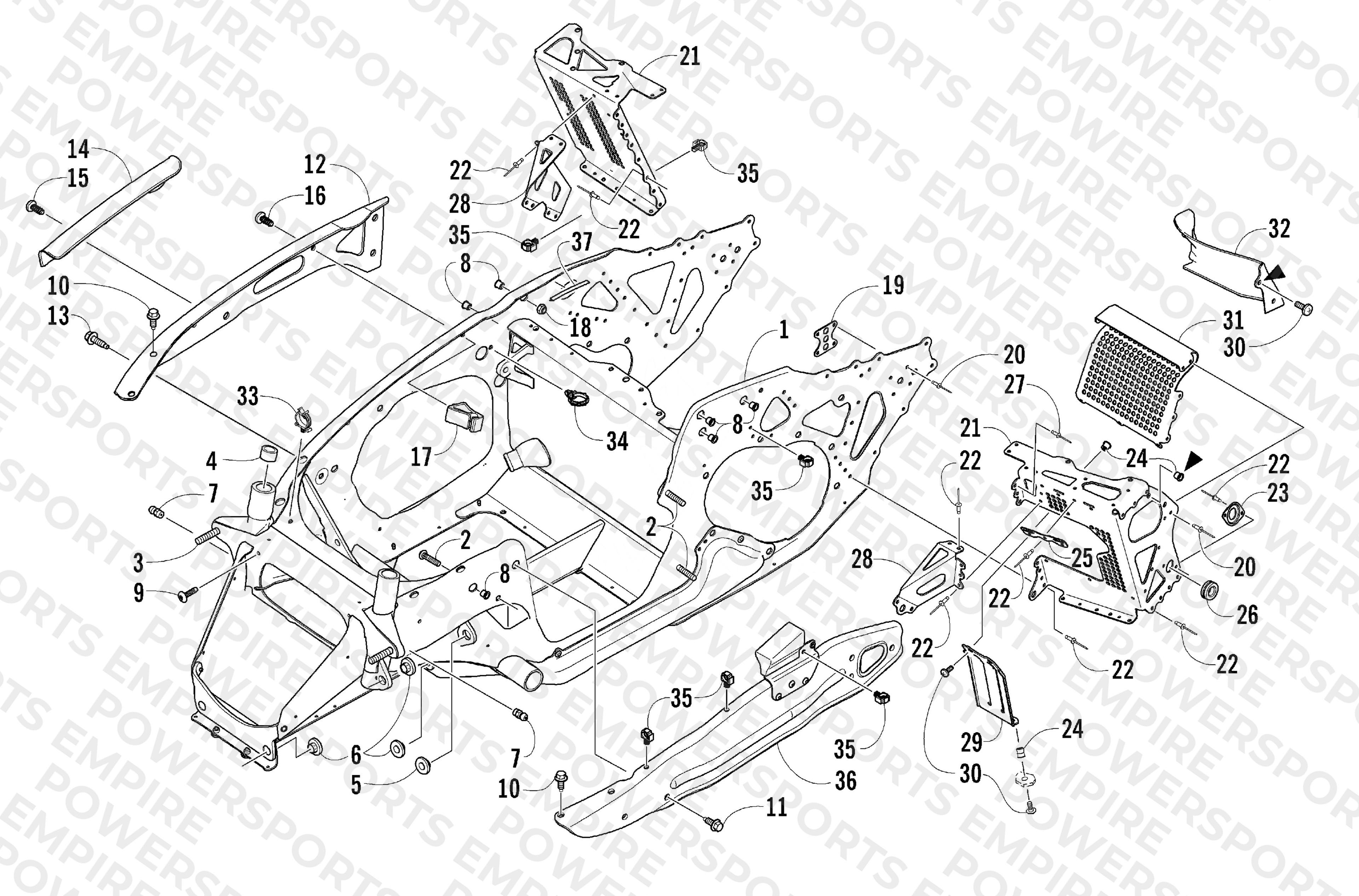 FRONT FRAME AND FOOTREST ASSEMBLY