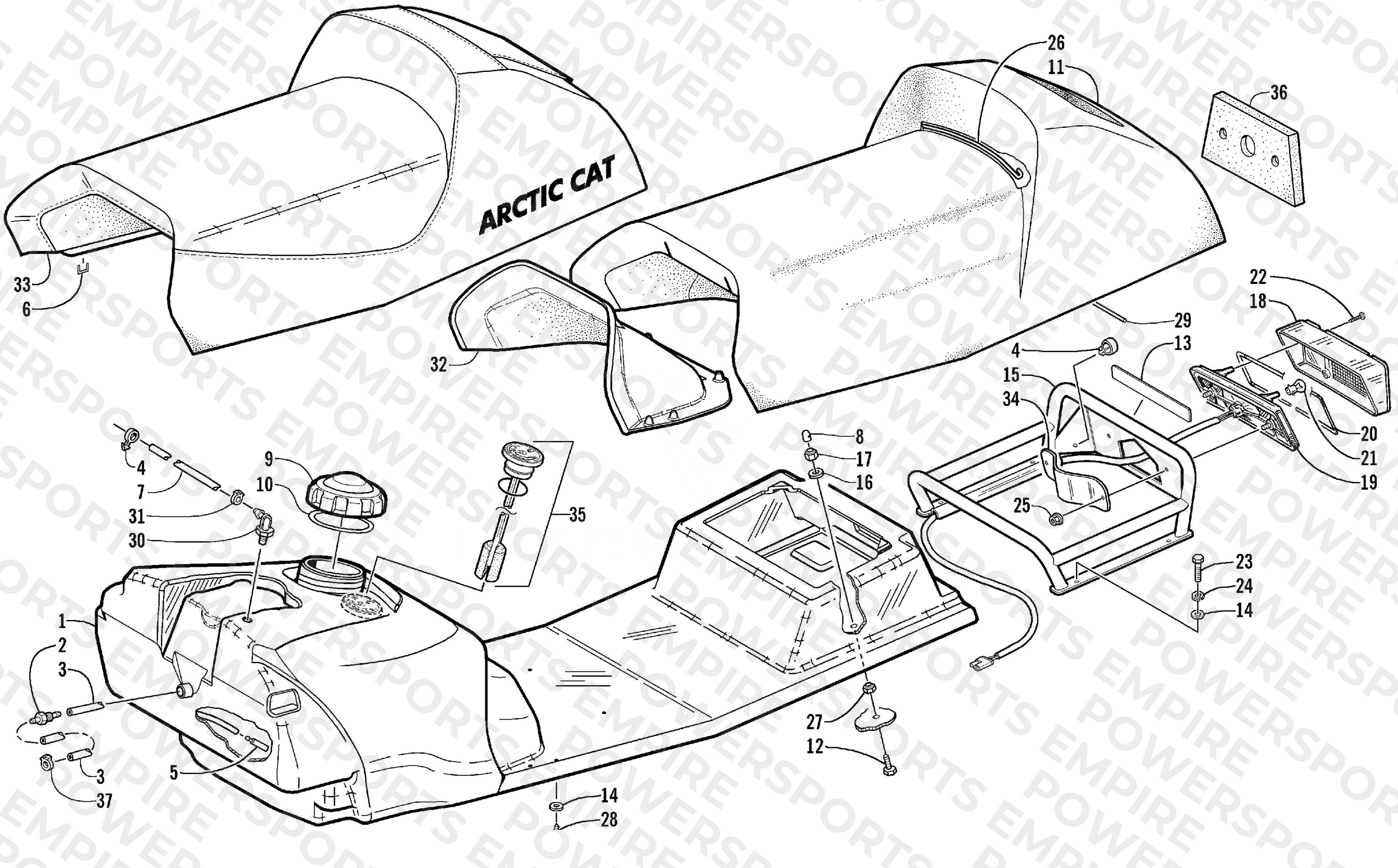 GAS TANK, SEAT, AND TAILLIGHT ASSEMBLY