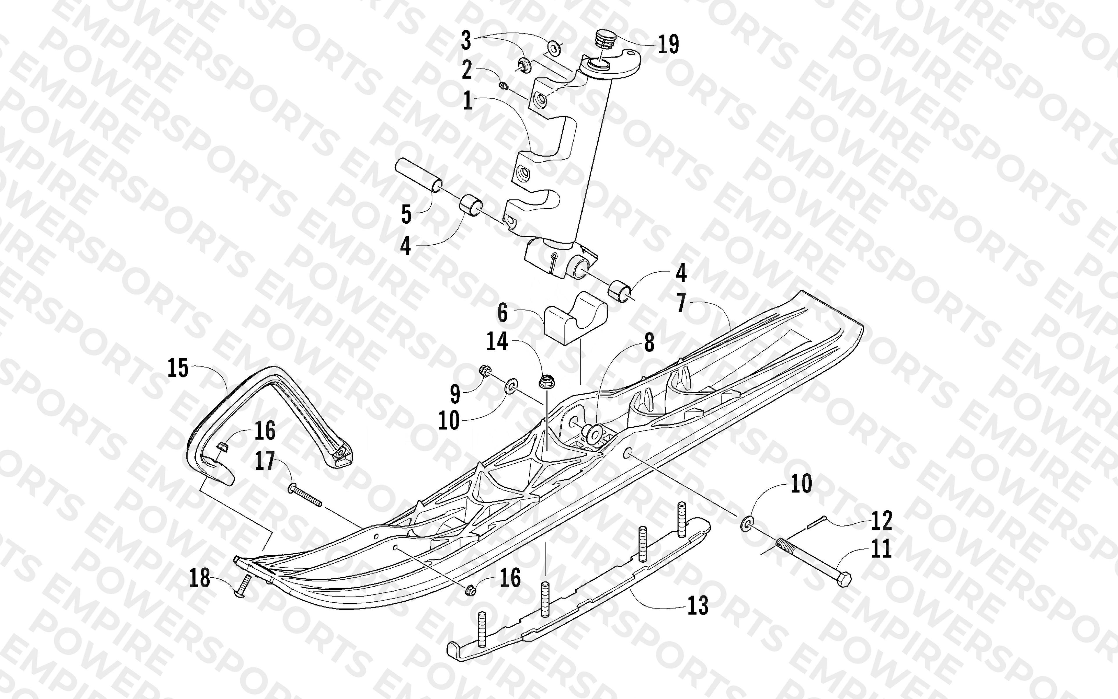 SKI AND SPINDLE ASSEMBLY
