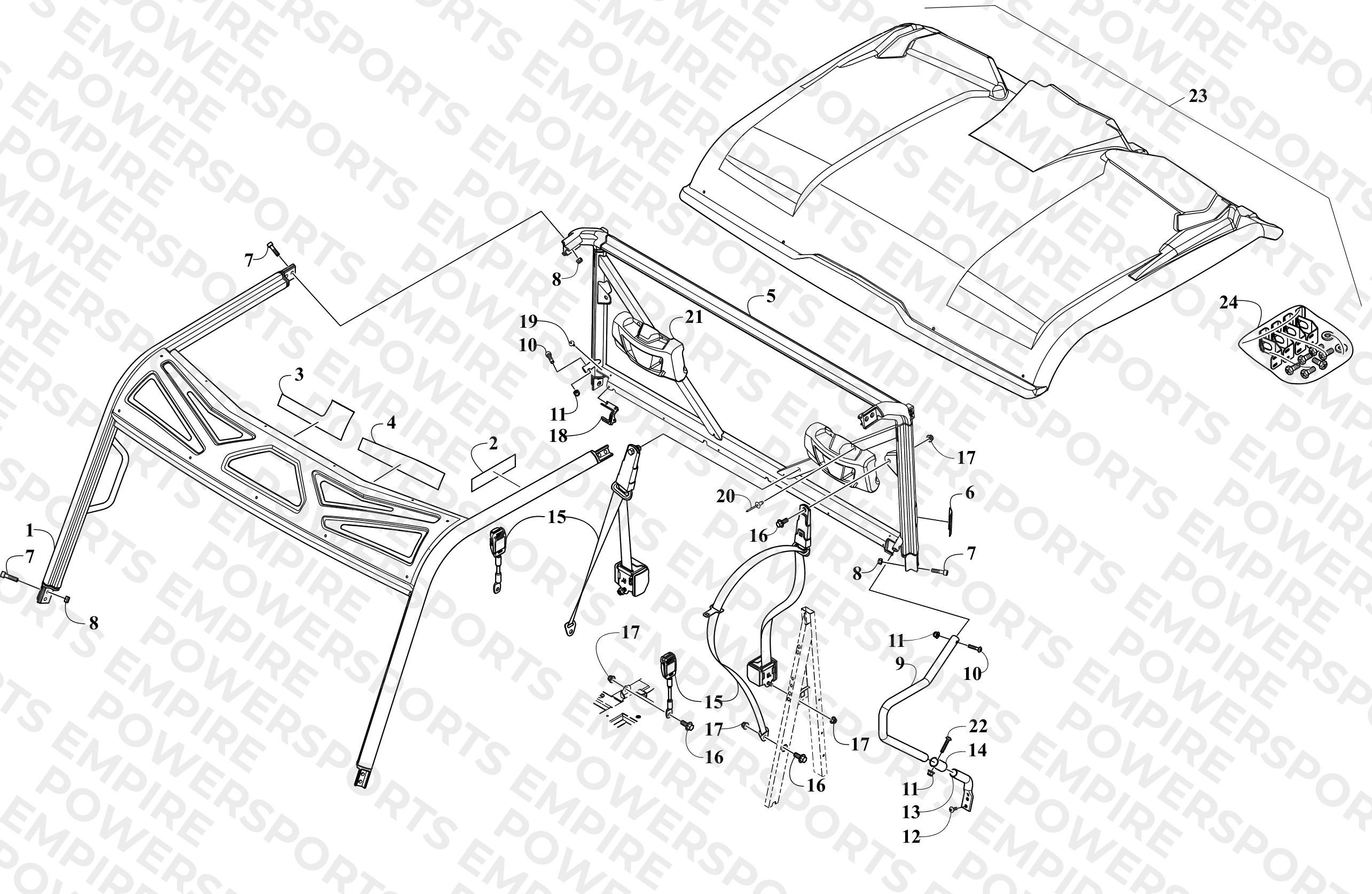 ROPS AND SEAT BELT ASSEMBLY