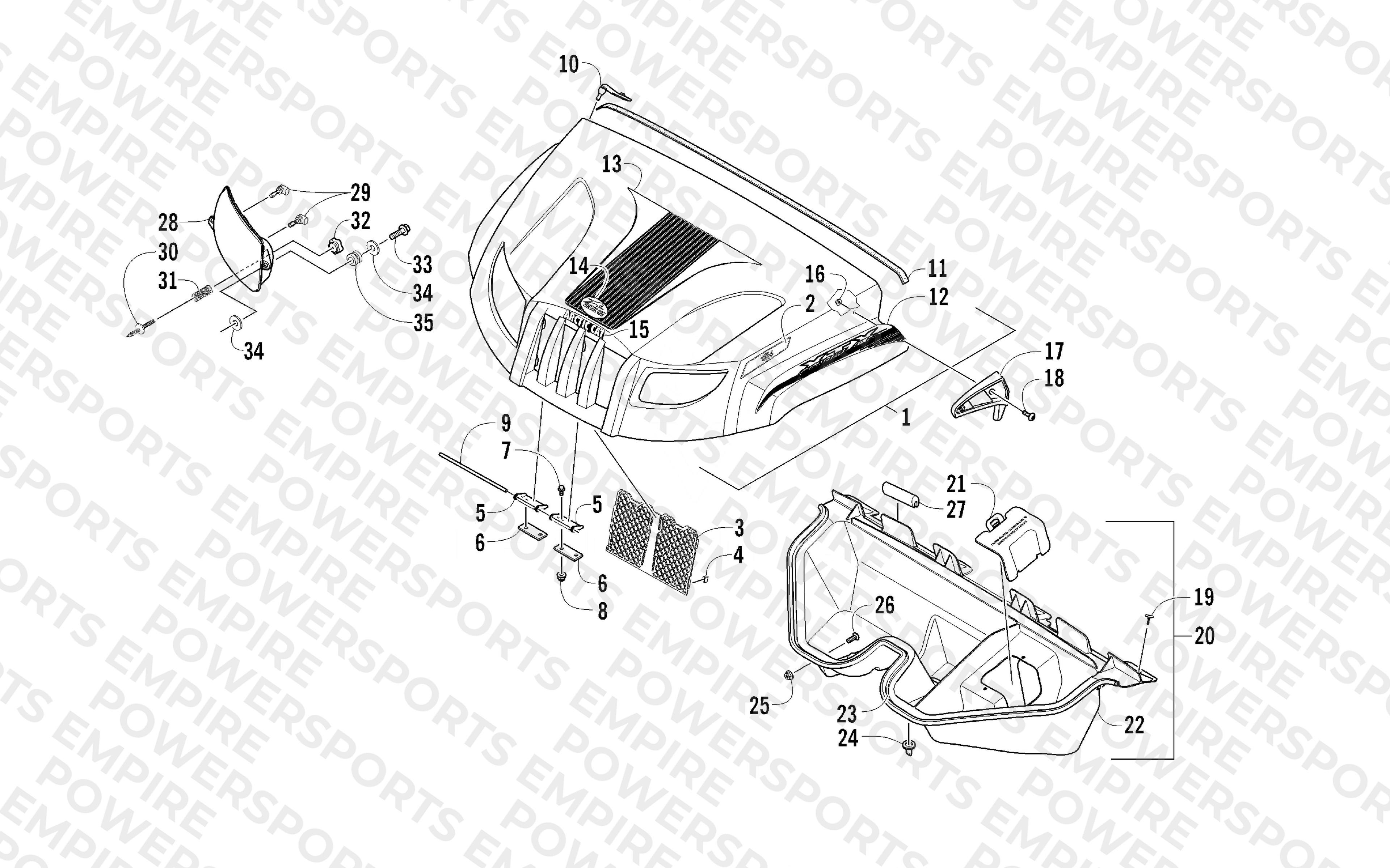 HOOD AND HEADLIGHT ASSEMBLY