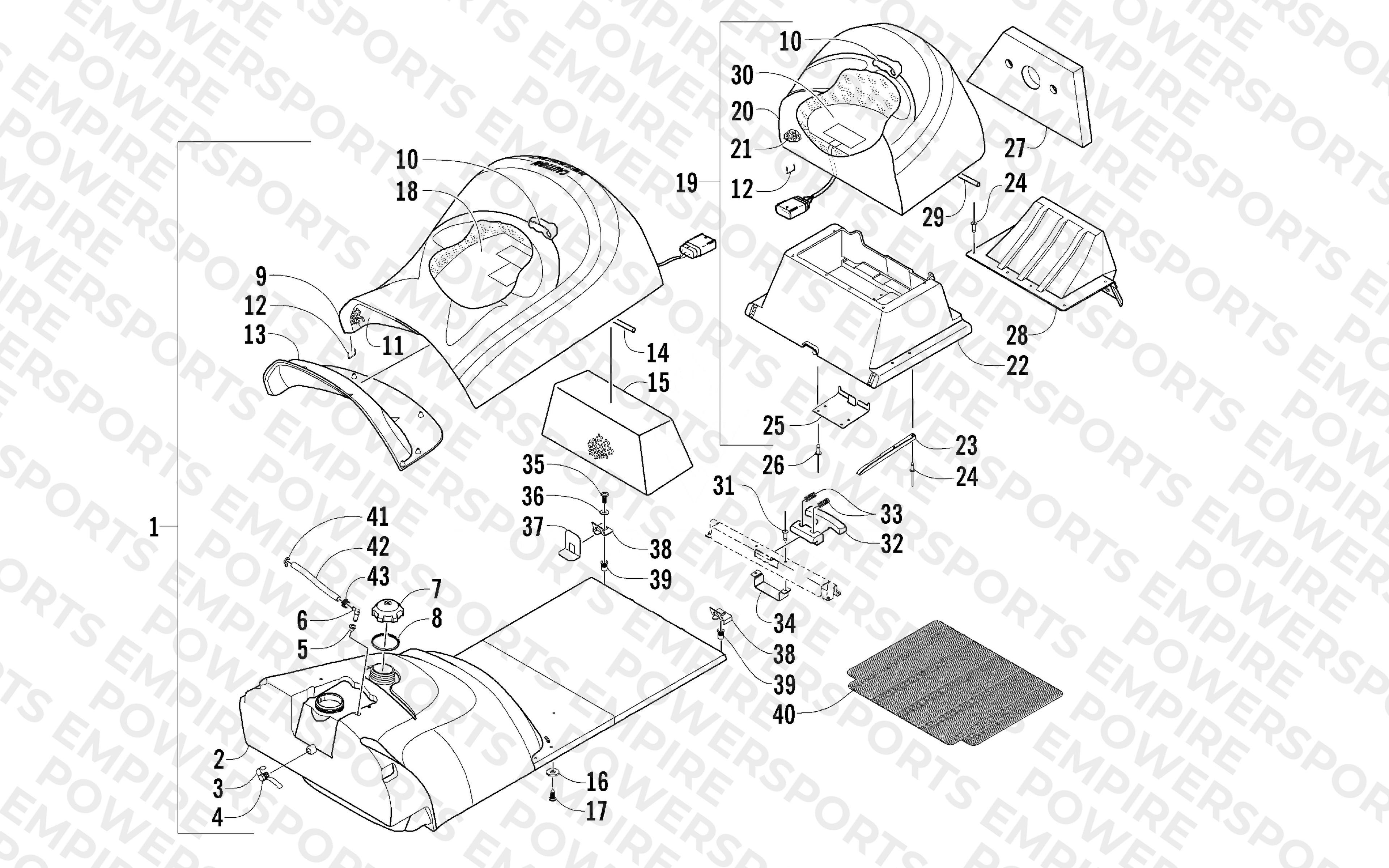 GAS TANK AND SEAT ASSEMBLY