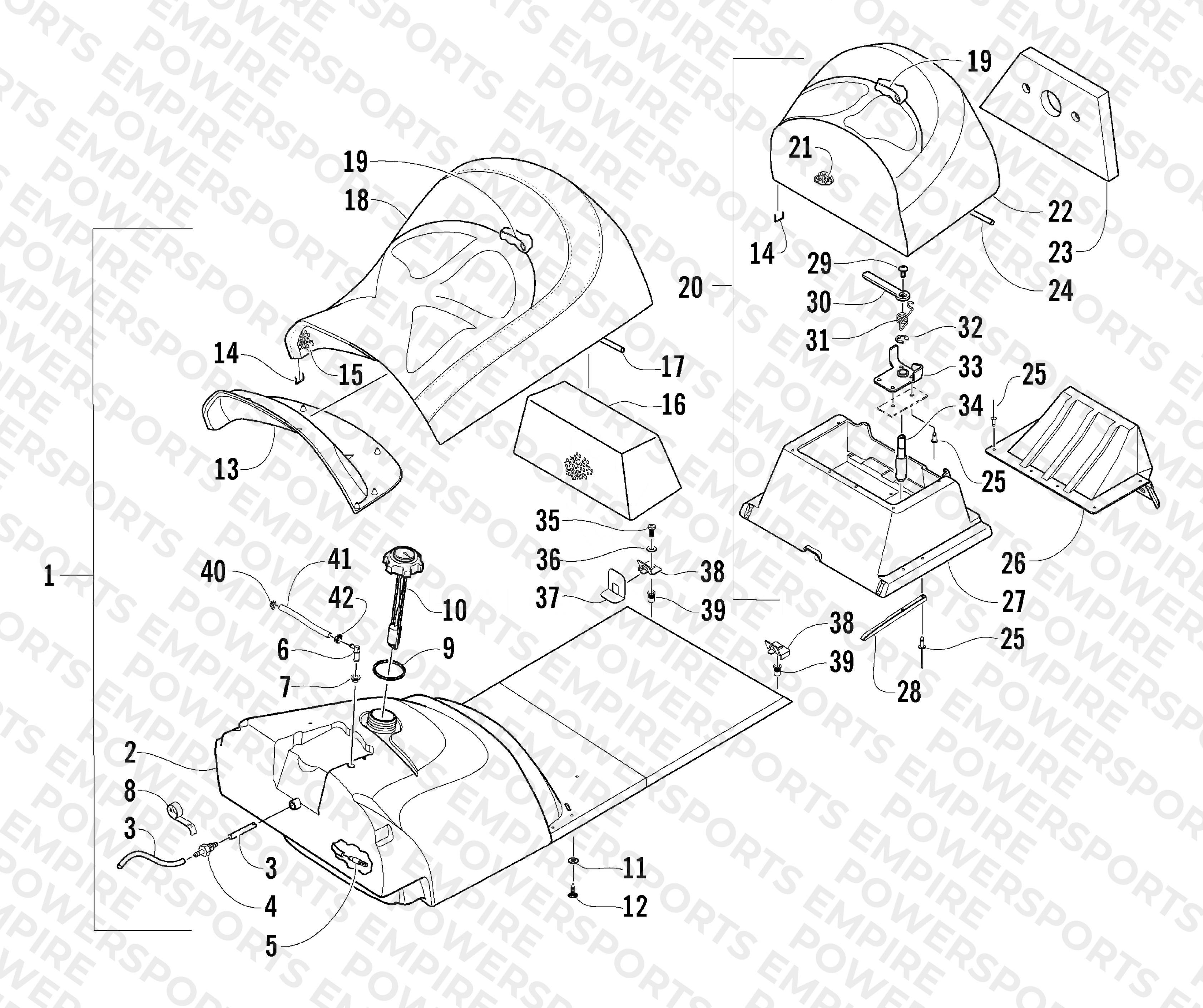 GAS TANK AND SEAT ASSEMBLY