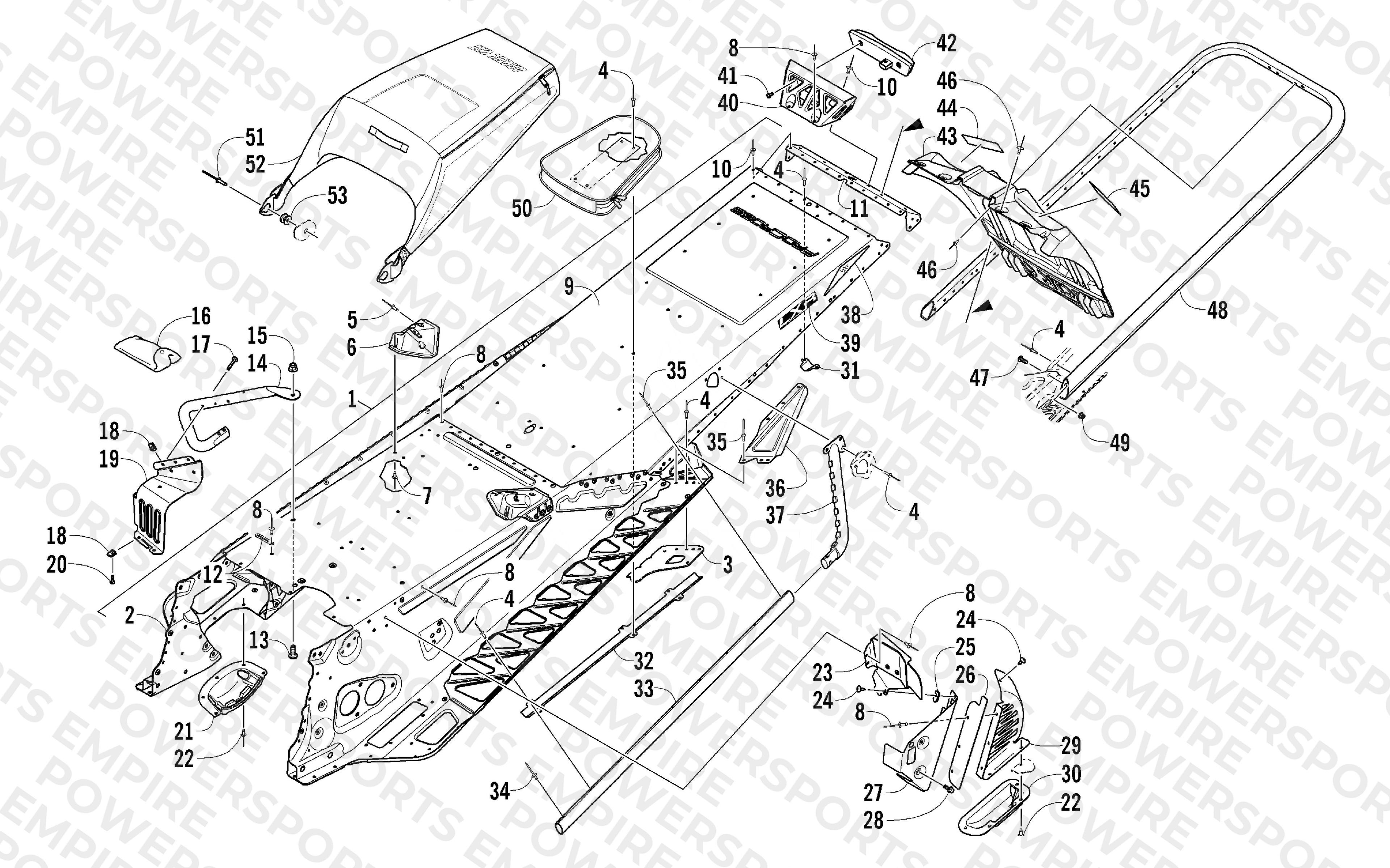 TUNNEL, REAR BUMPER, AND SNOWFLAP ASSEMBLY