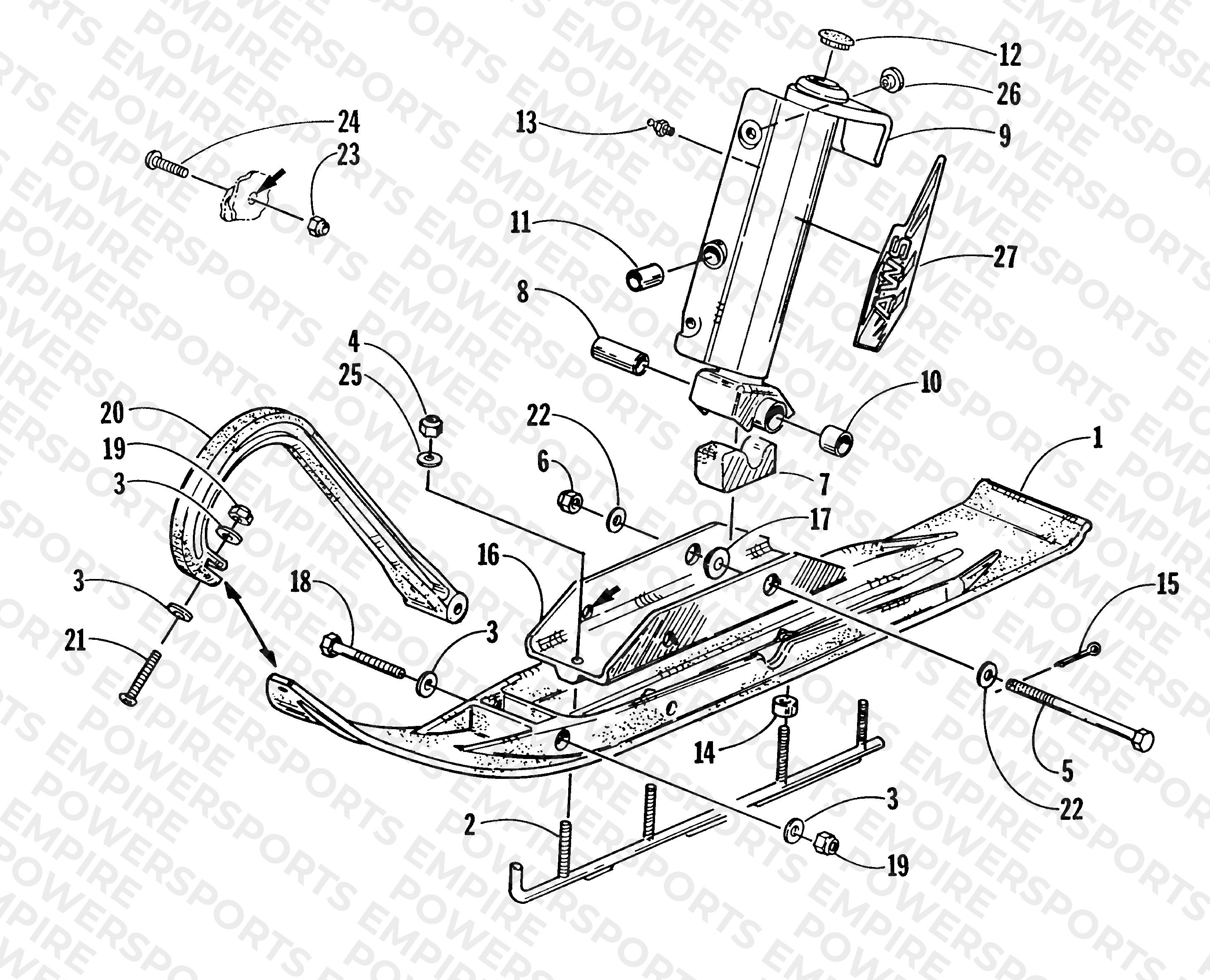 SKI AND SPINDLE ASSEMBLY