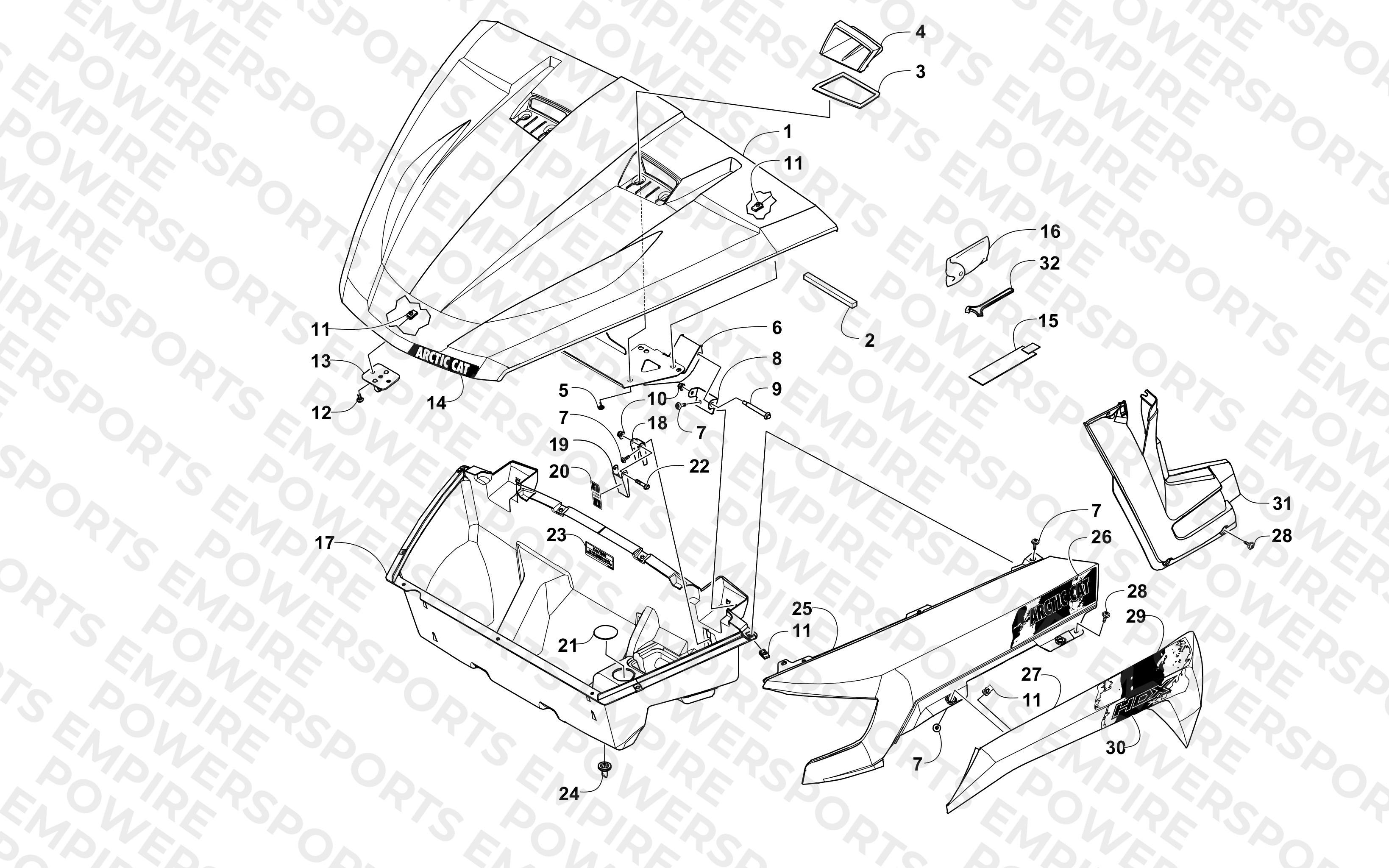 HOOD/FRONT STORAGE AND SIDE PANEL ASSEMBLY