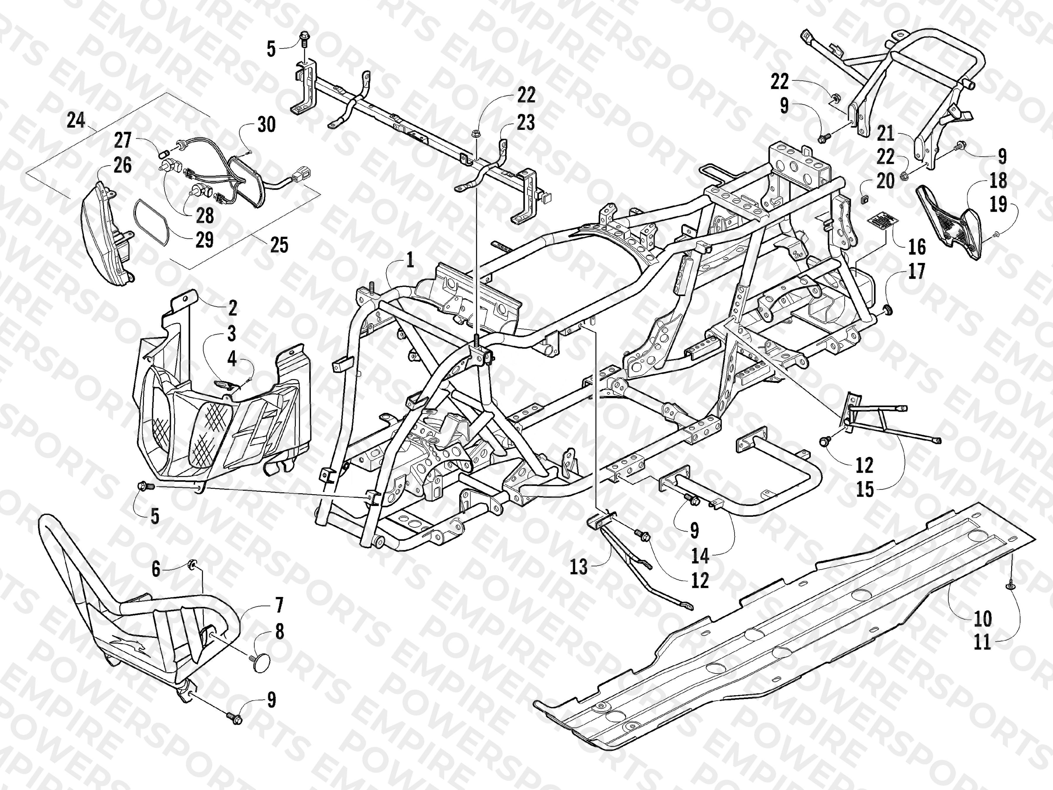BUMPER, FRAME, AND HEADLIGHT ASSEMBLIES