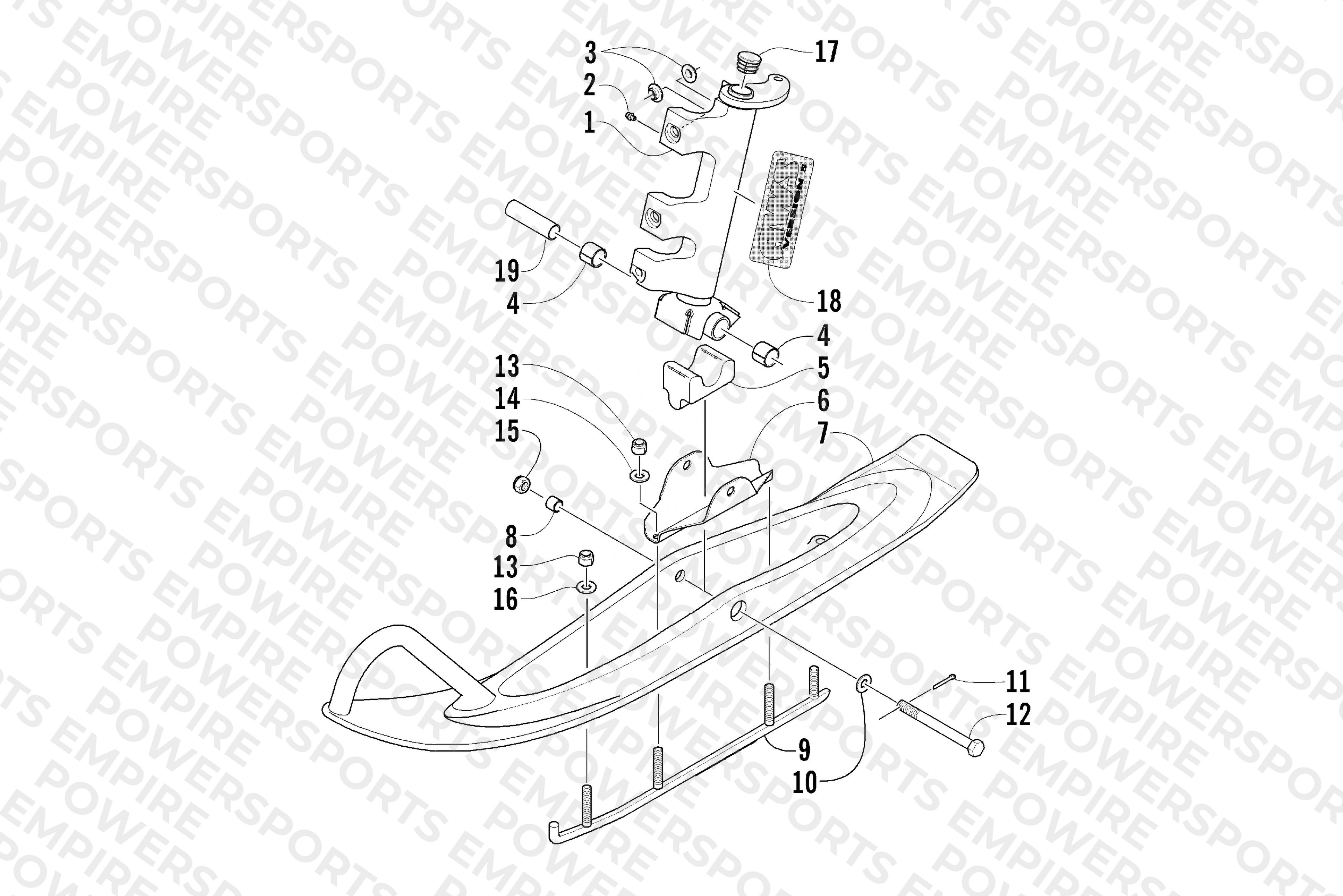SKI AND SPINDLE ASSEMBLY