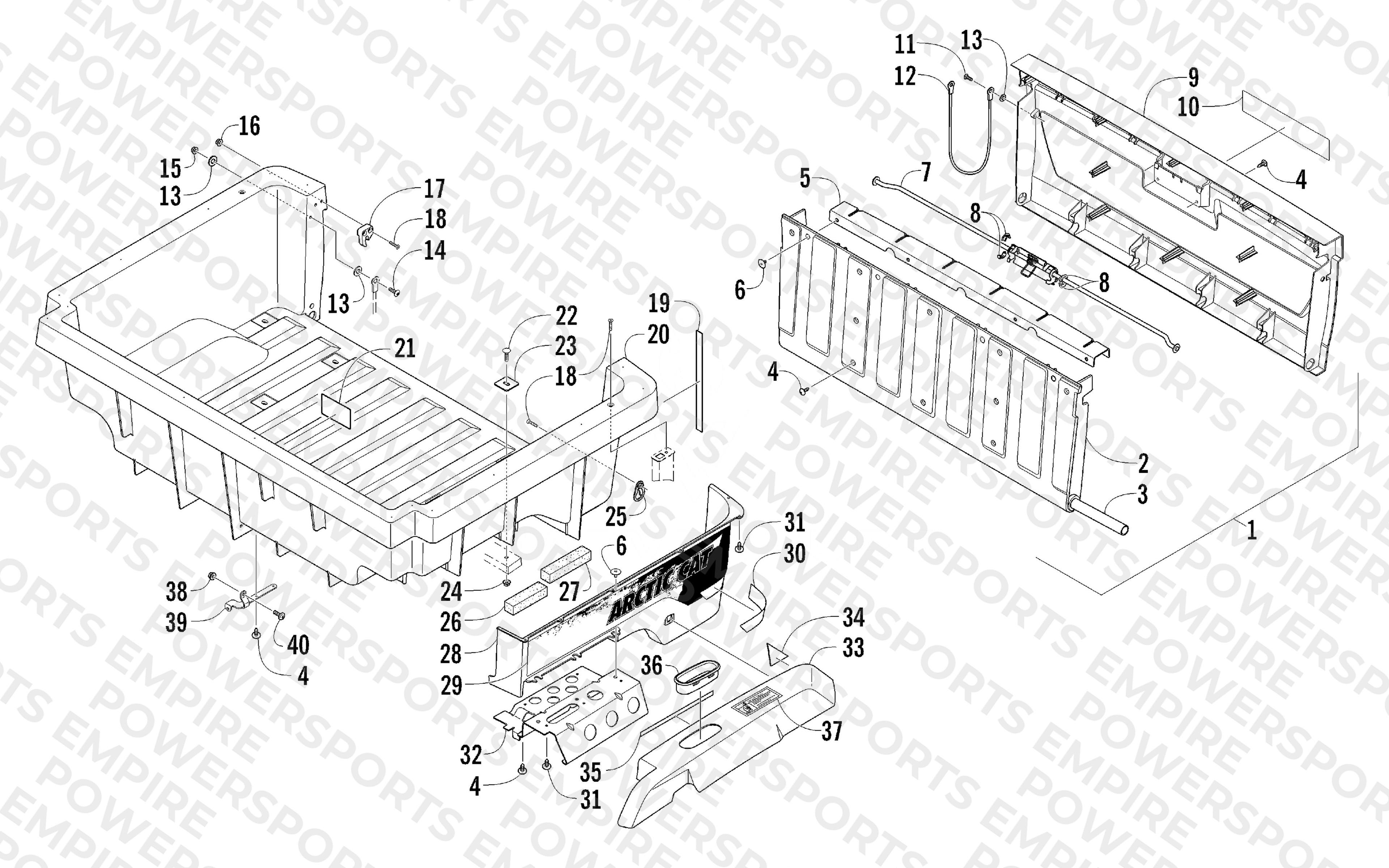 CARGO BOX AND TAILGATE ASSEMBLY