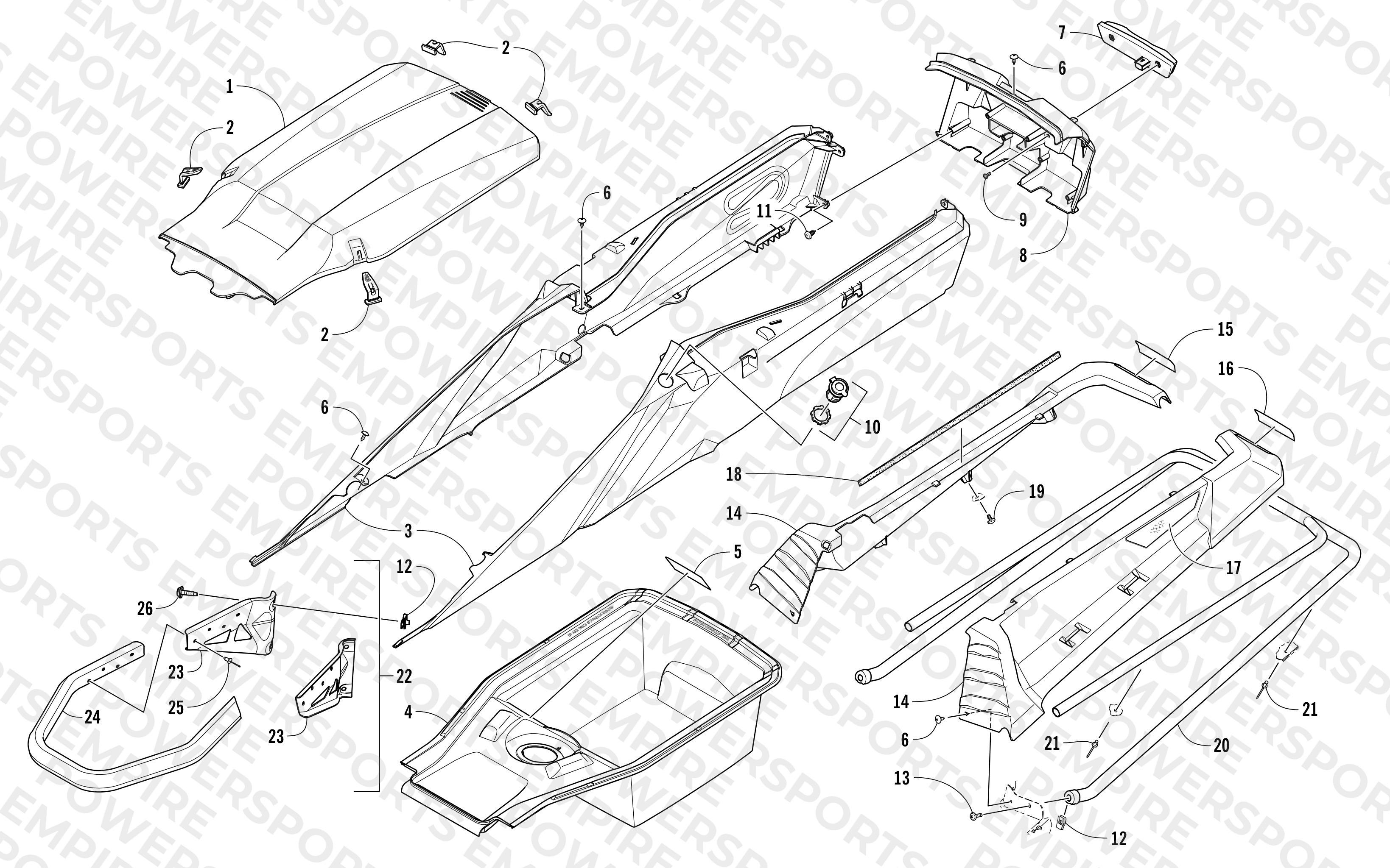 BUMPER, STORAGE, AND TAILLIGHT ASSEMBLY