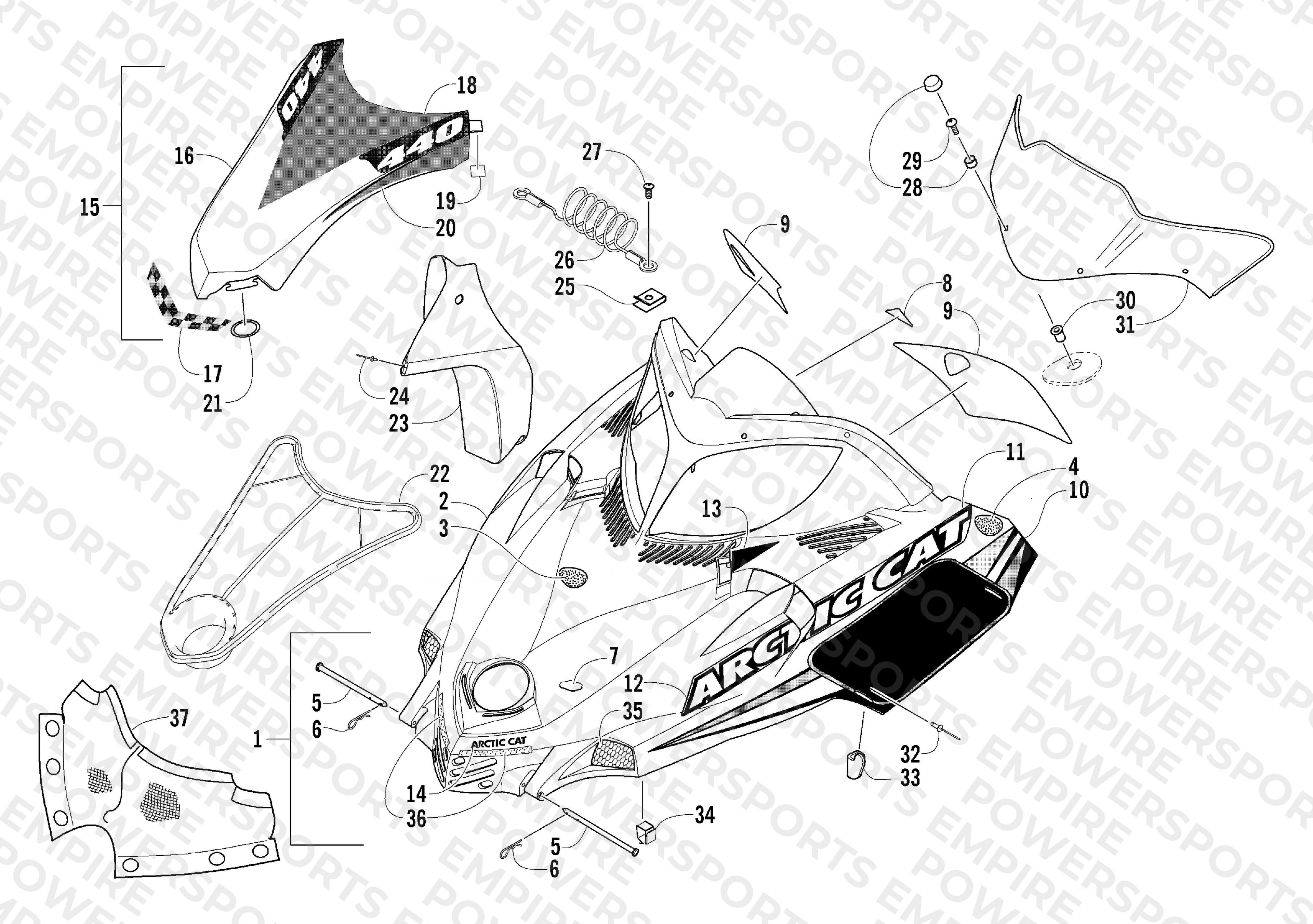 HOOD AND WINDSHIELD ASSEMBLY