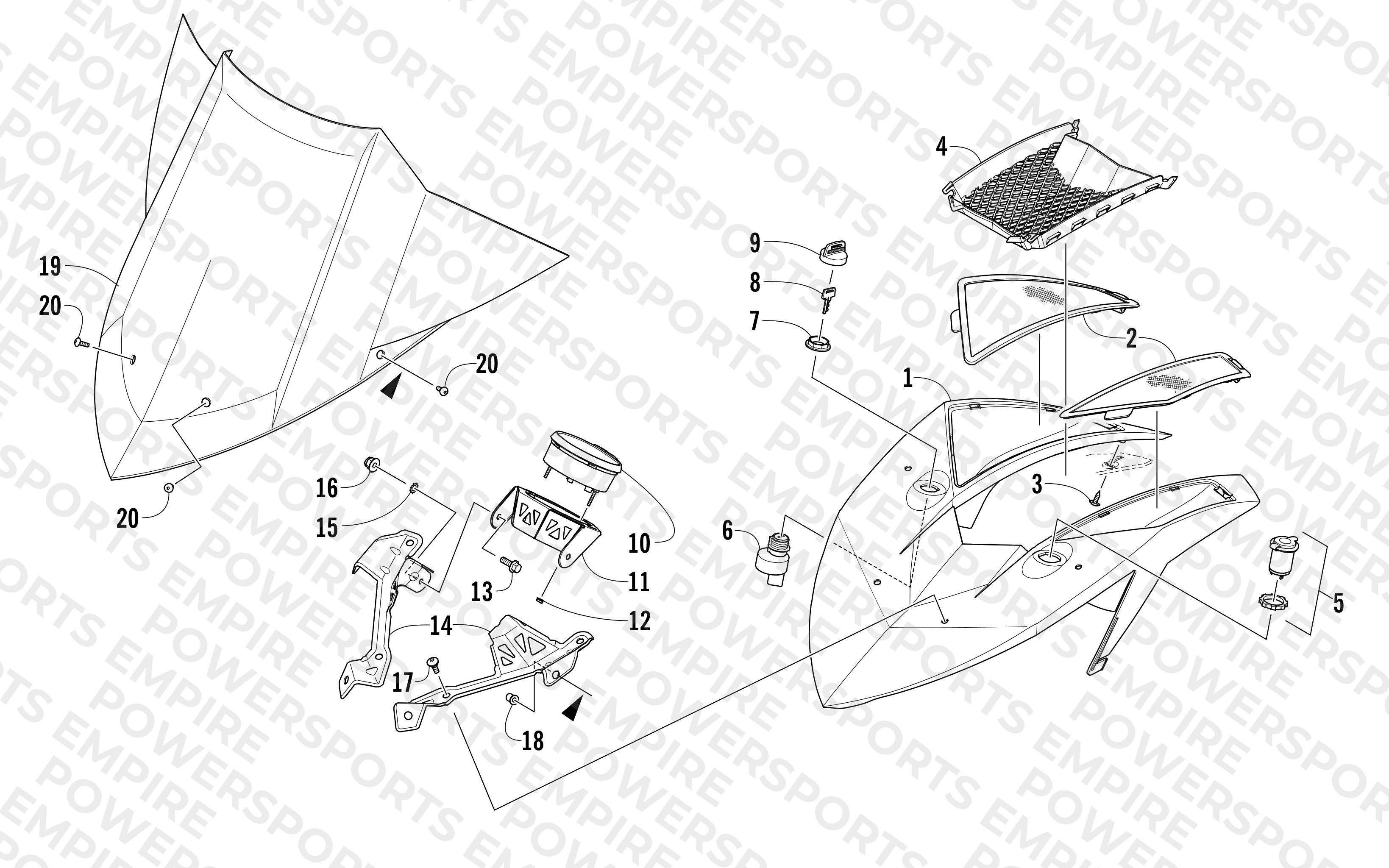 WINDSHIELD AND INSTRUMENTS ASSEMBLIES