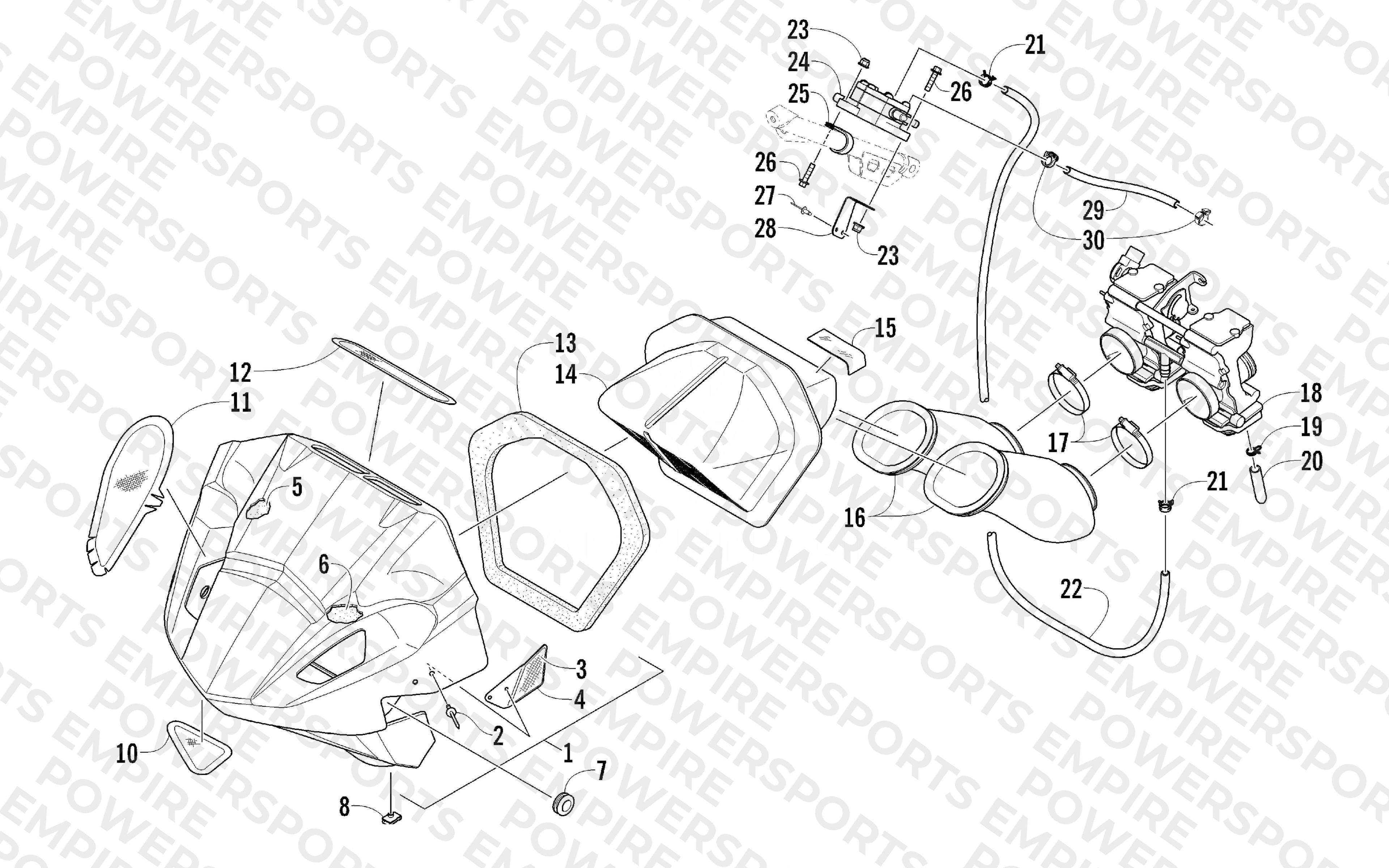 AIR SILENCER, CARBURETOR, AND FUEL PUMP ASSEMBLY