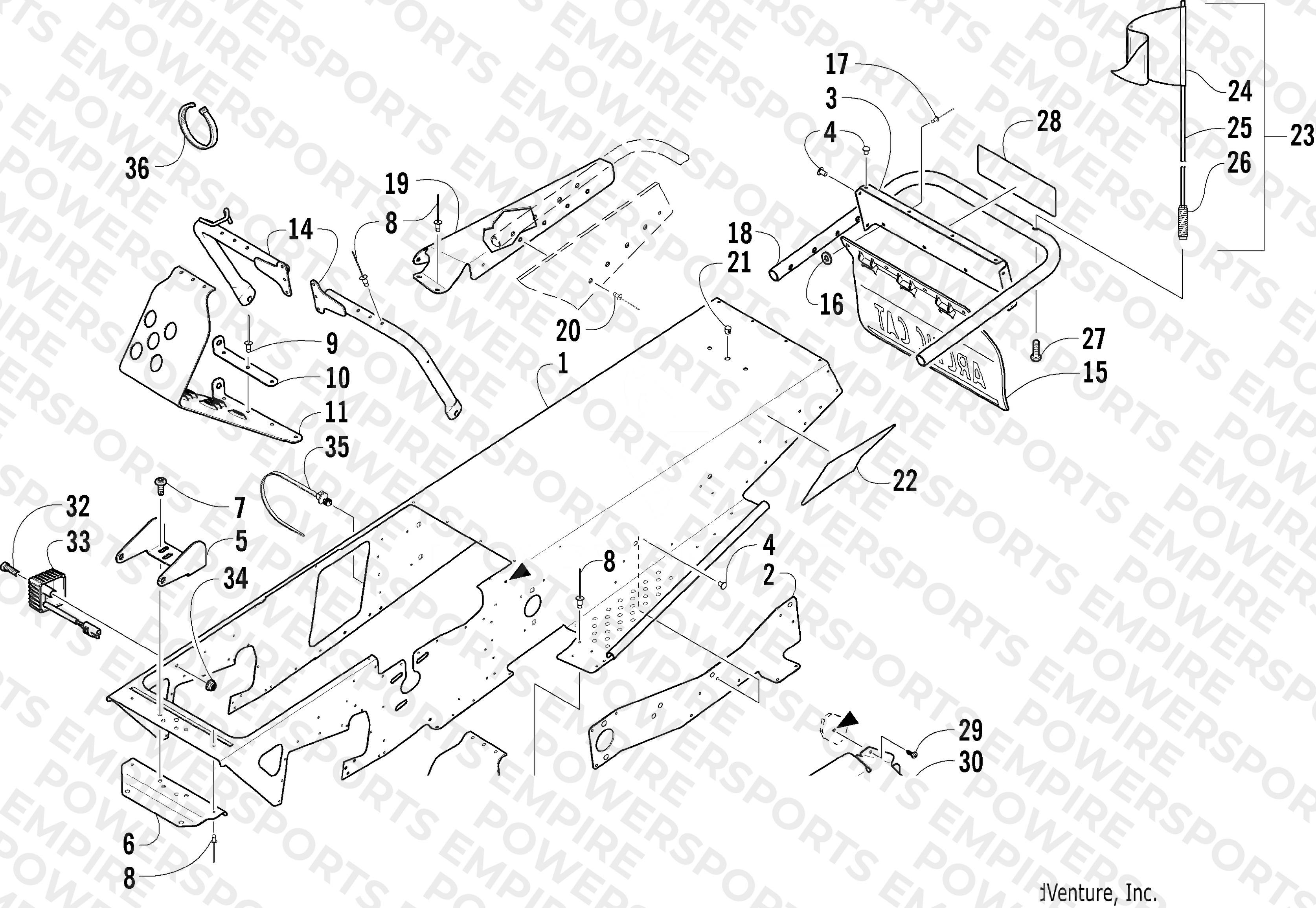 CHASSIS, FOOTREST, AND REAR BUMPER ASSEMBLY