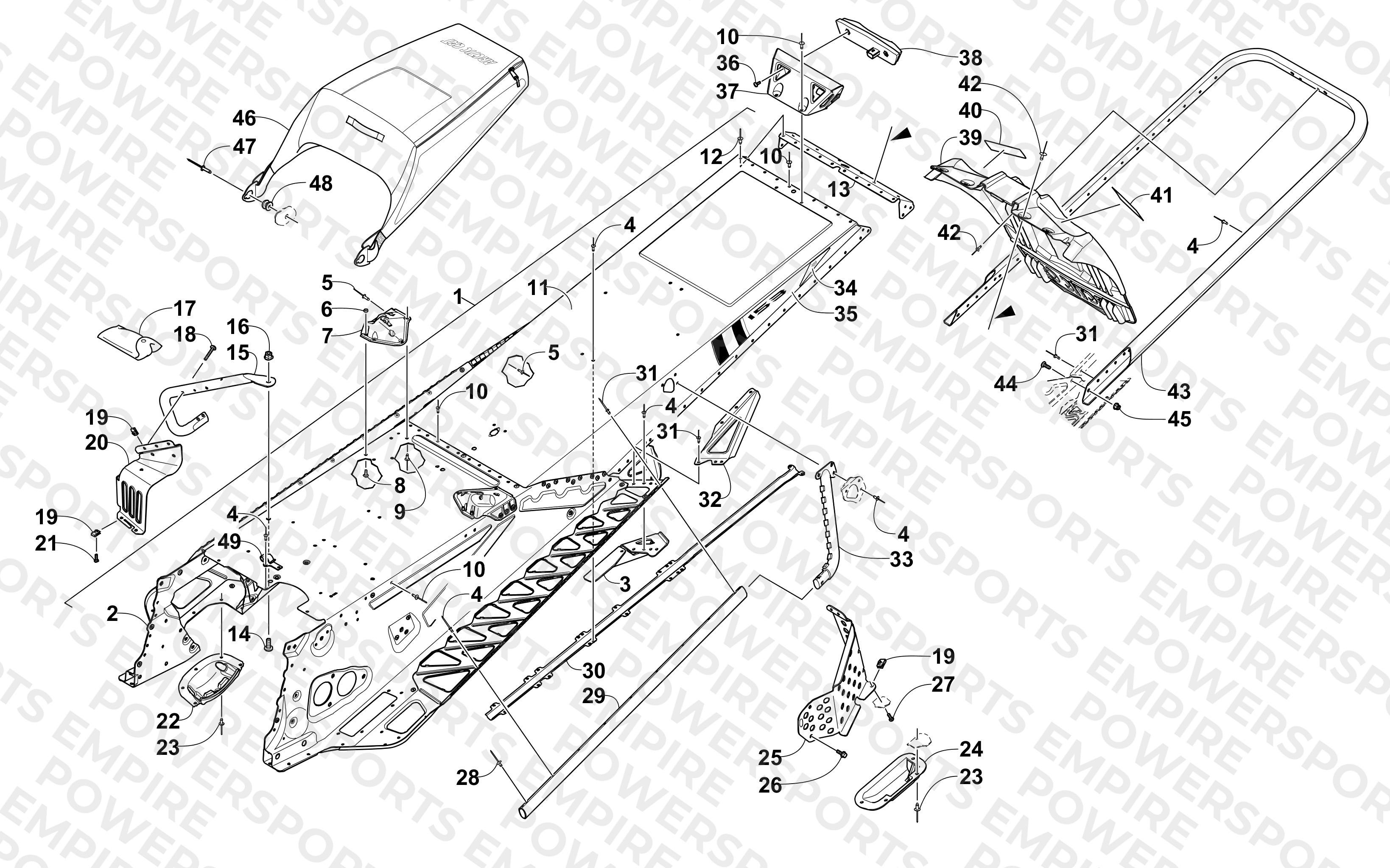TUNNEL, REAR BUMPER, AND SNOWFLAP ASSEMBLY
