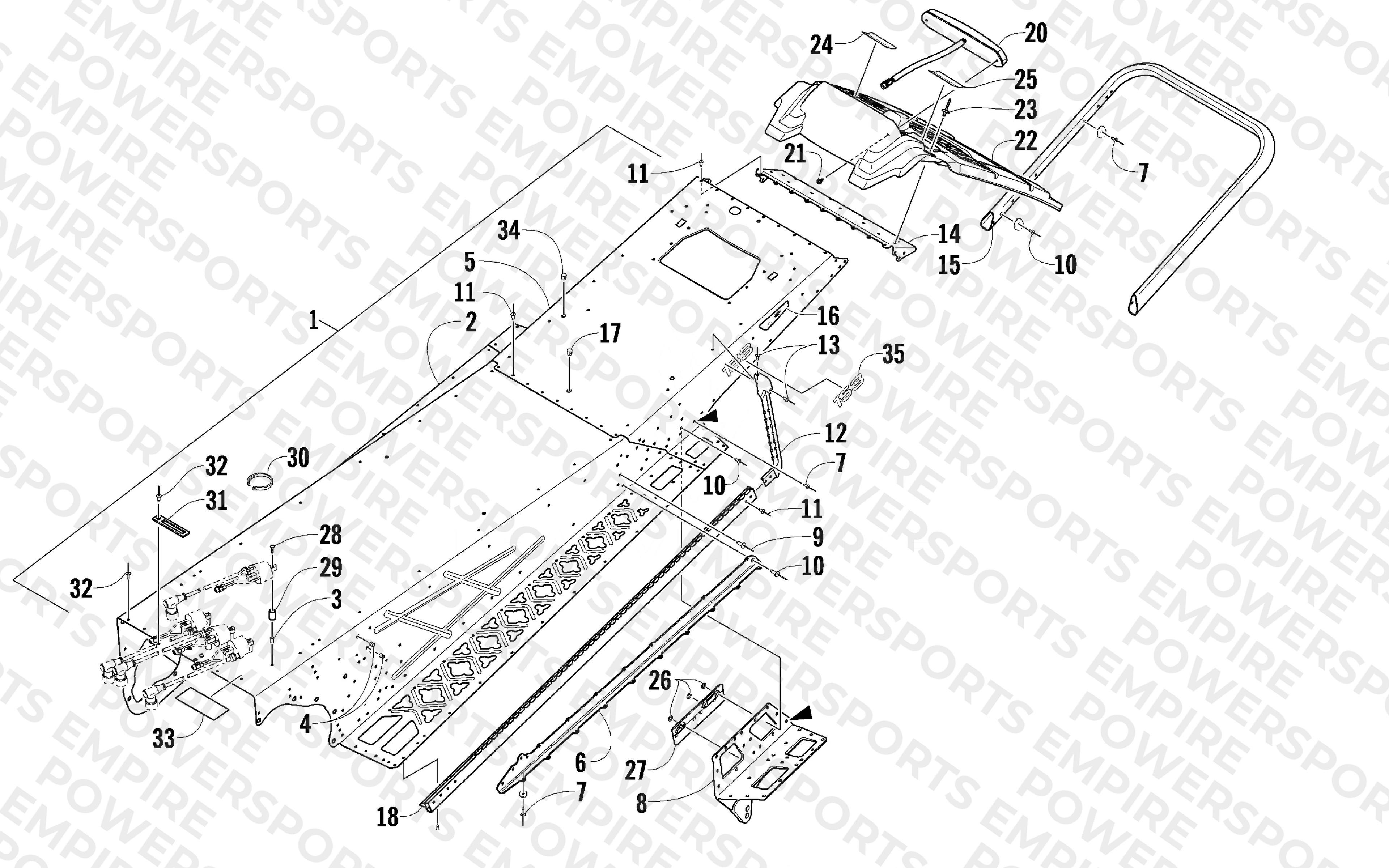 TUNNEL, REAR BUMPER, AND TAILLIGHT ASSEMBLY