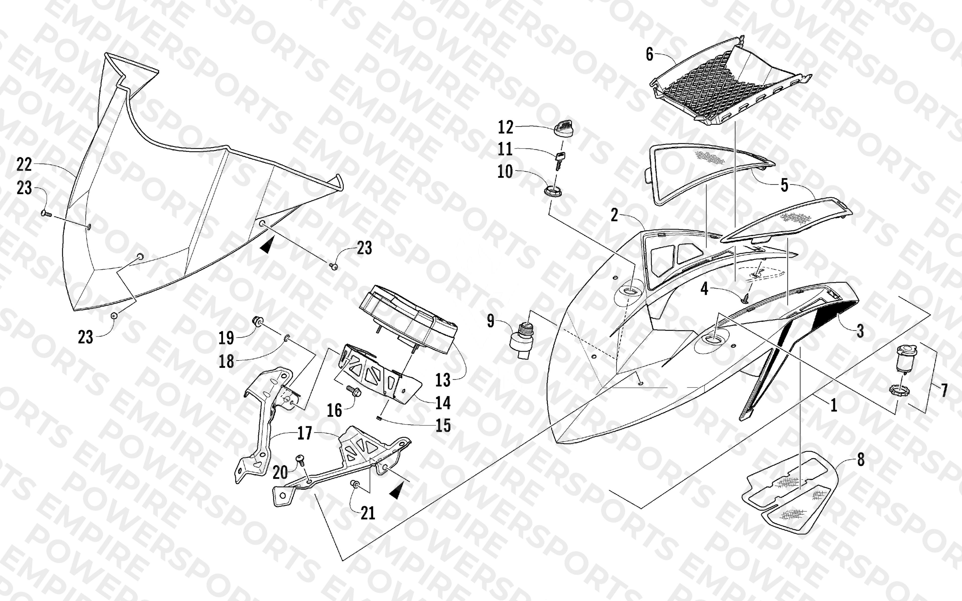 WINDSHIELD AND INSTRUMENTS ASSEMBLIES