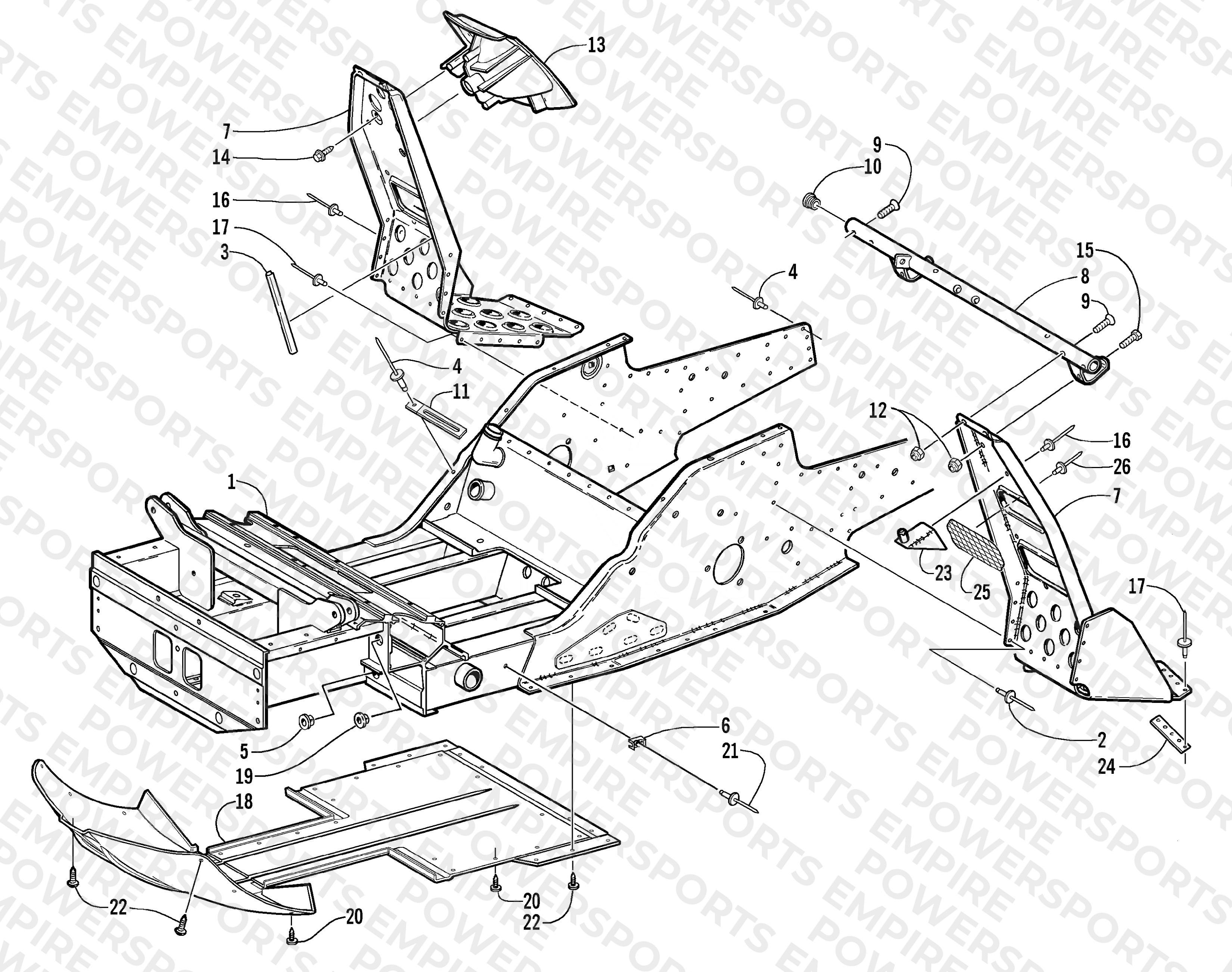 FRONT FRAME AND FOOTREST ASSEMBLY