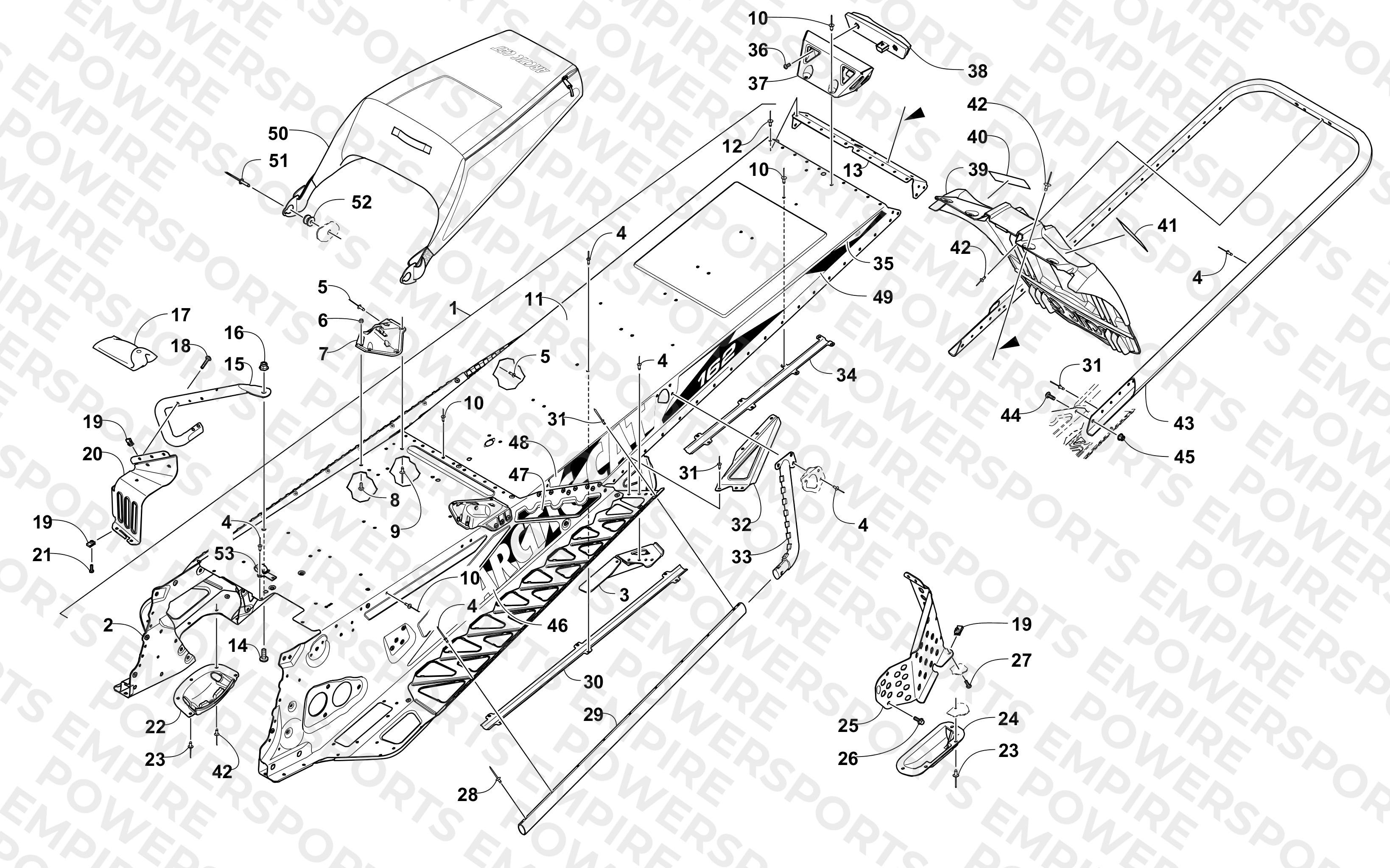 TUNNEL, REAR BUMPER, AND SNOWFLAP ASSEMBLY