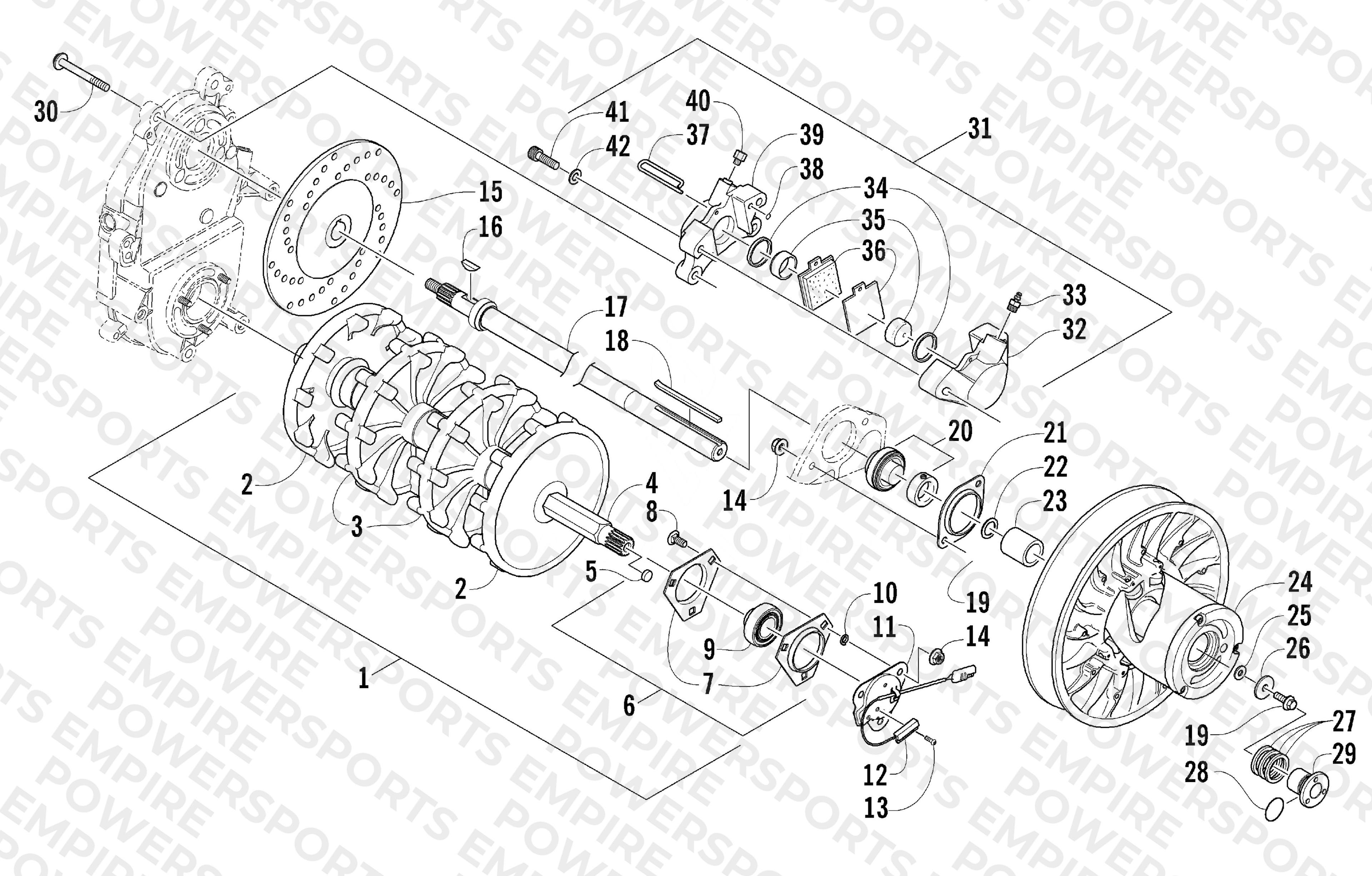 DRIVE TRAIN SHAFT AND BRAKE ASSEMBLIES