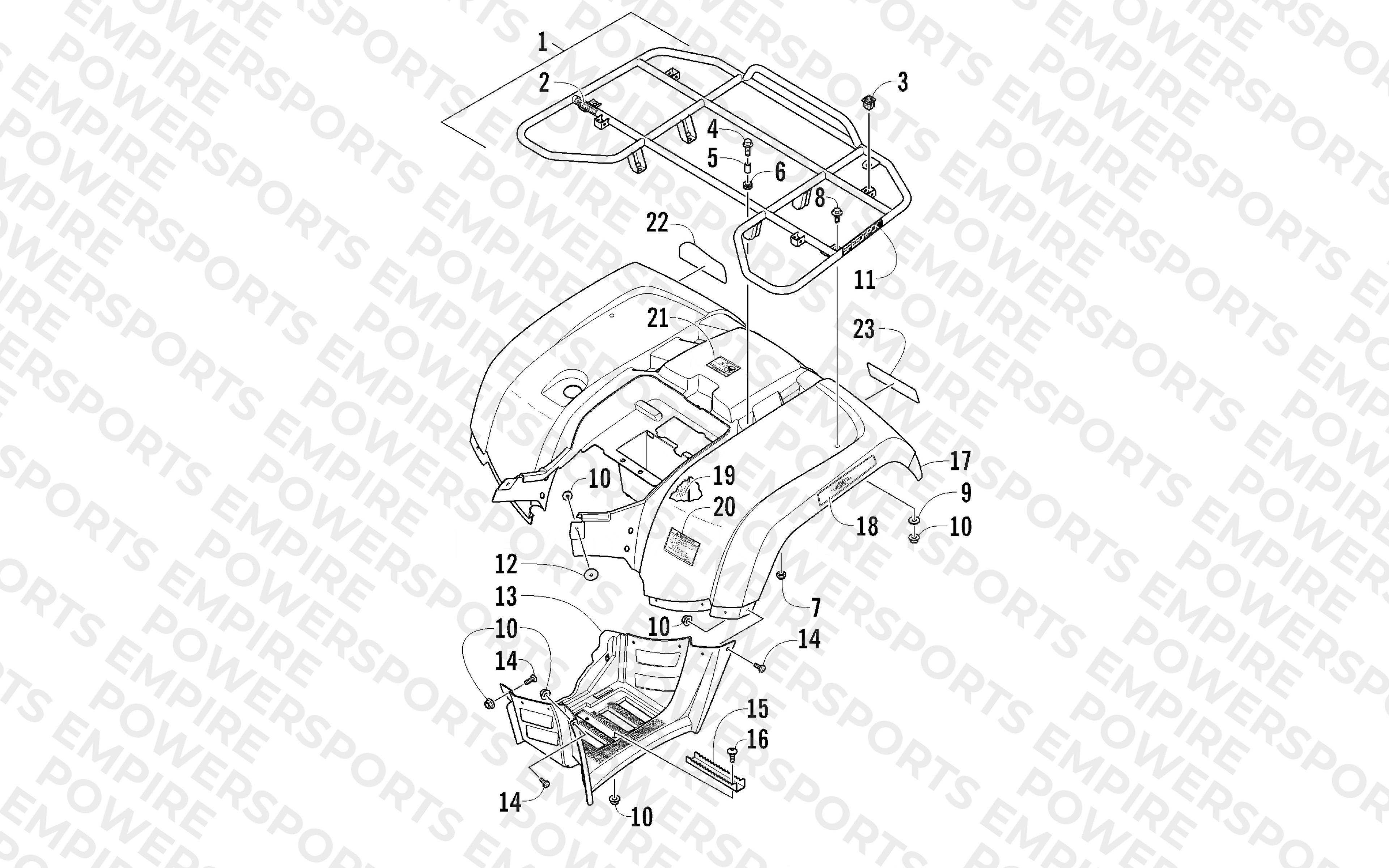 REAR RACK, BODY PANEL, AND FOOTWELL ASSEMBLIES