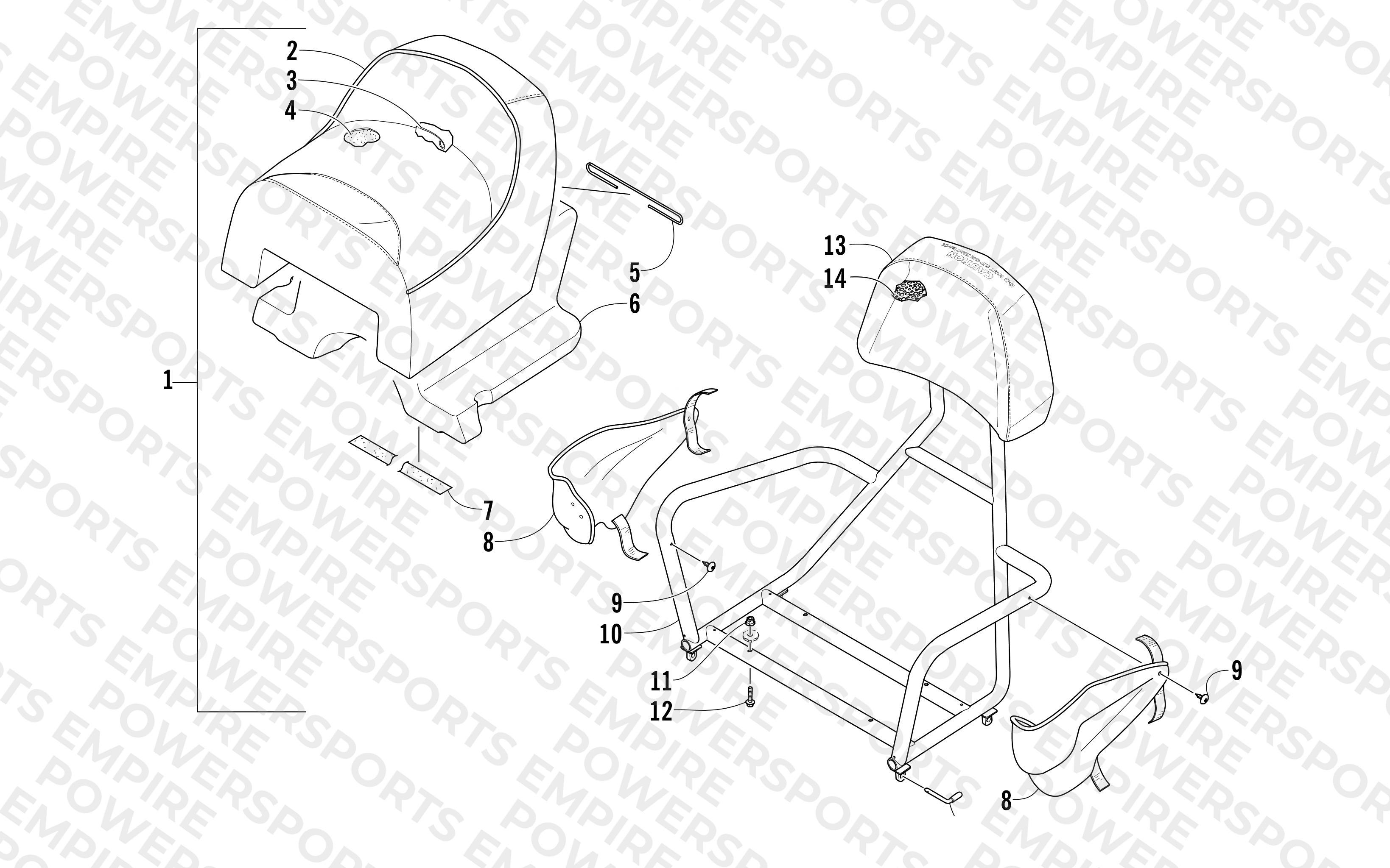 REAR PASSENGER SEAT AND BACKREST ASSEMBLY
