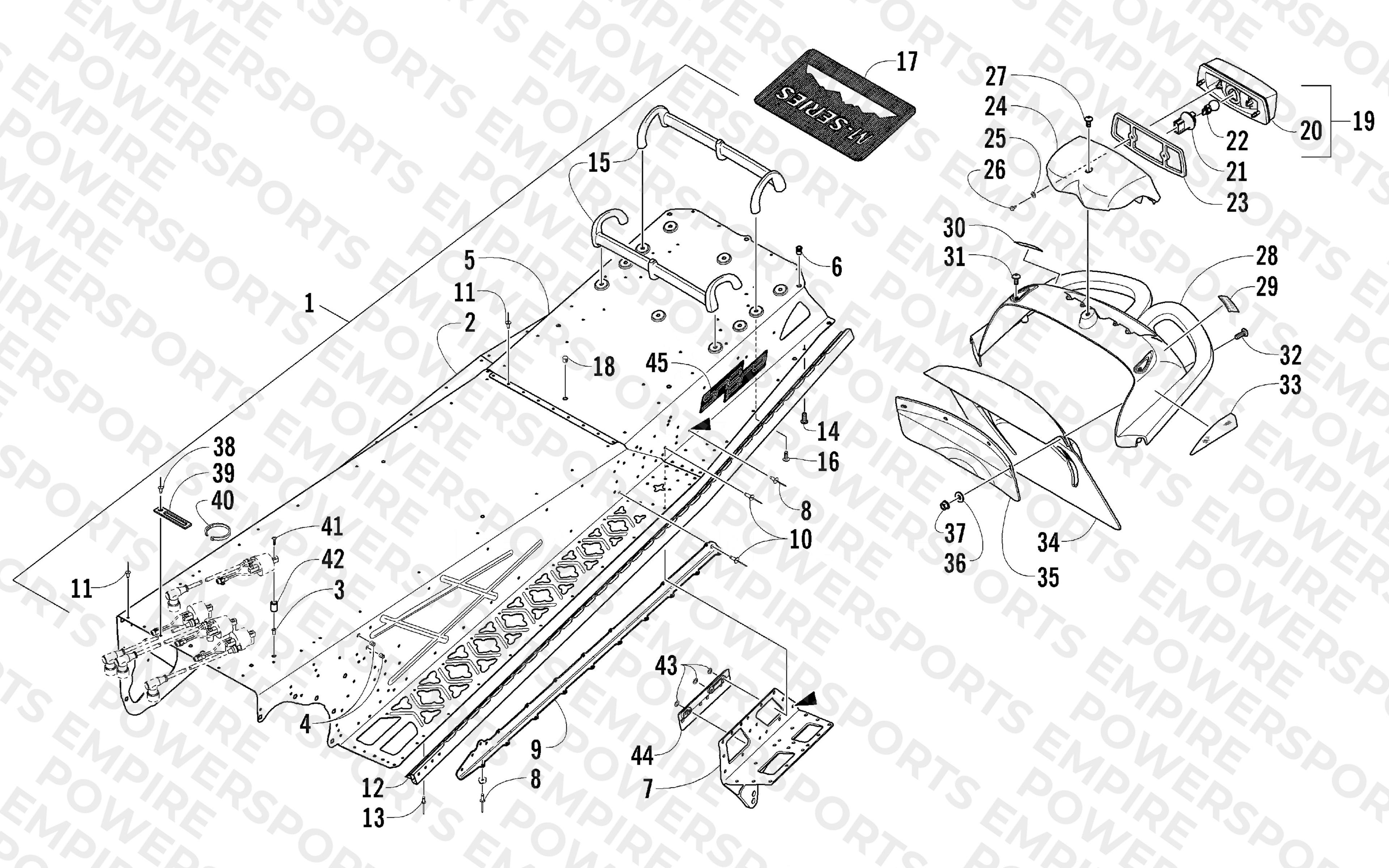 TUNNEL, REAR BUMPER, AND TAILLIGHT ASSEMBLY