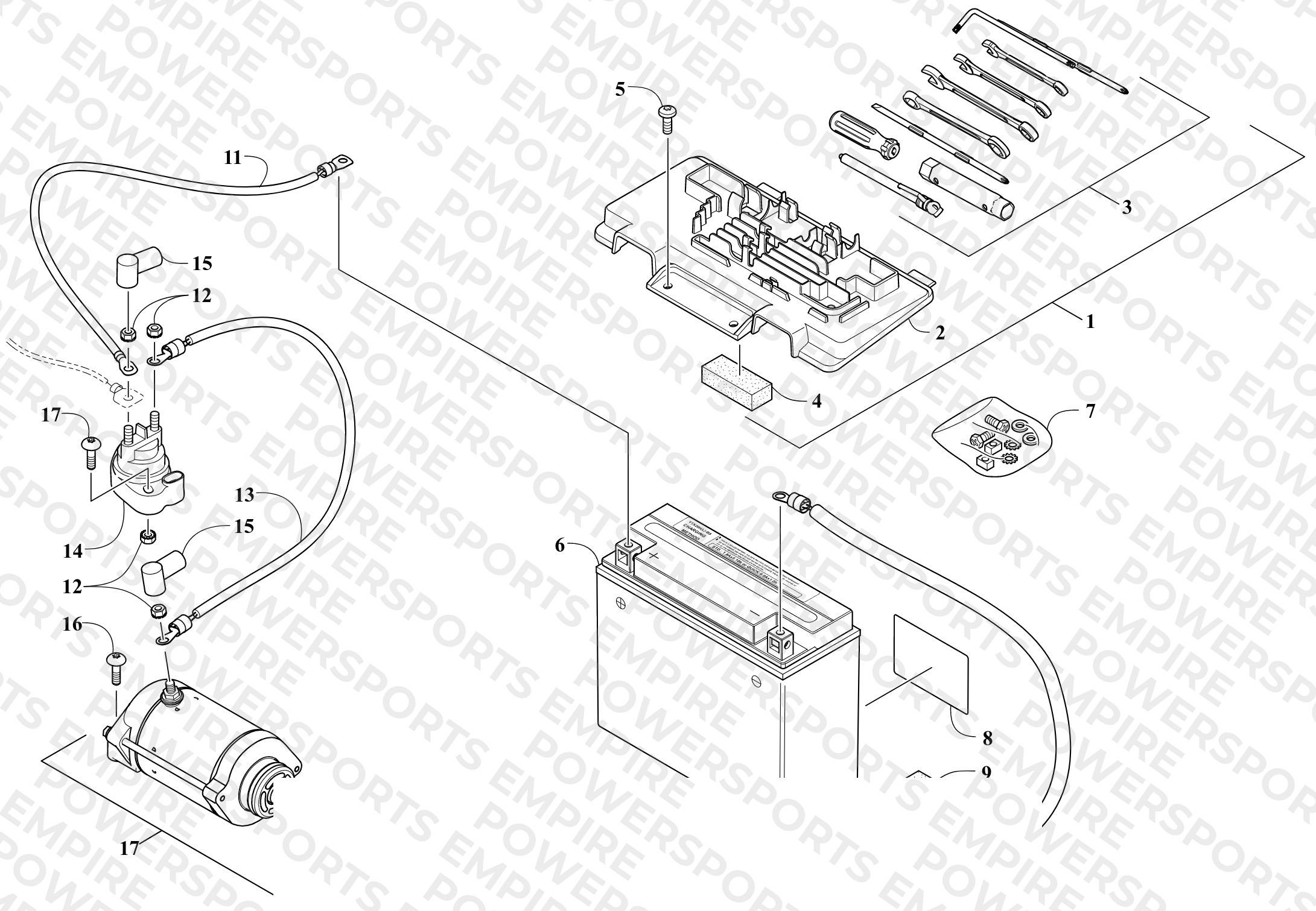 BATTERY AND STARTER ASSEMBLY
