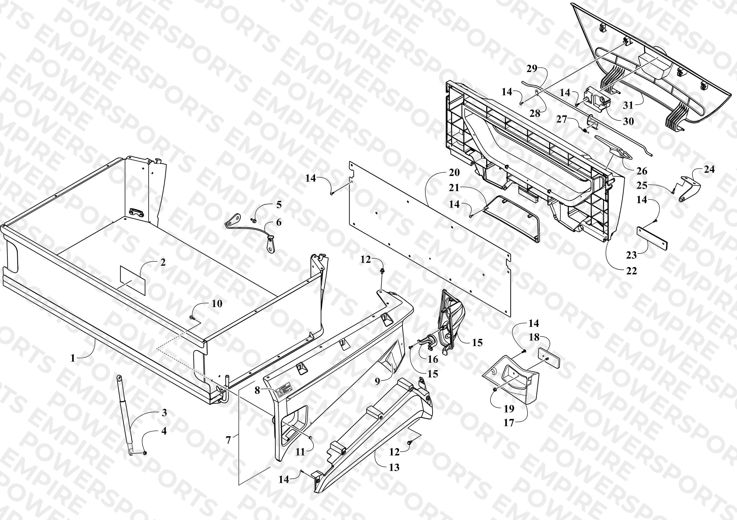 CARGO BOX AND TAILGATE ASSEMBLY