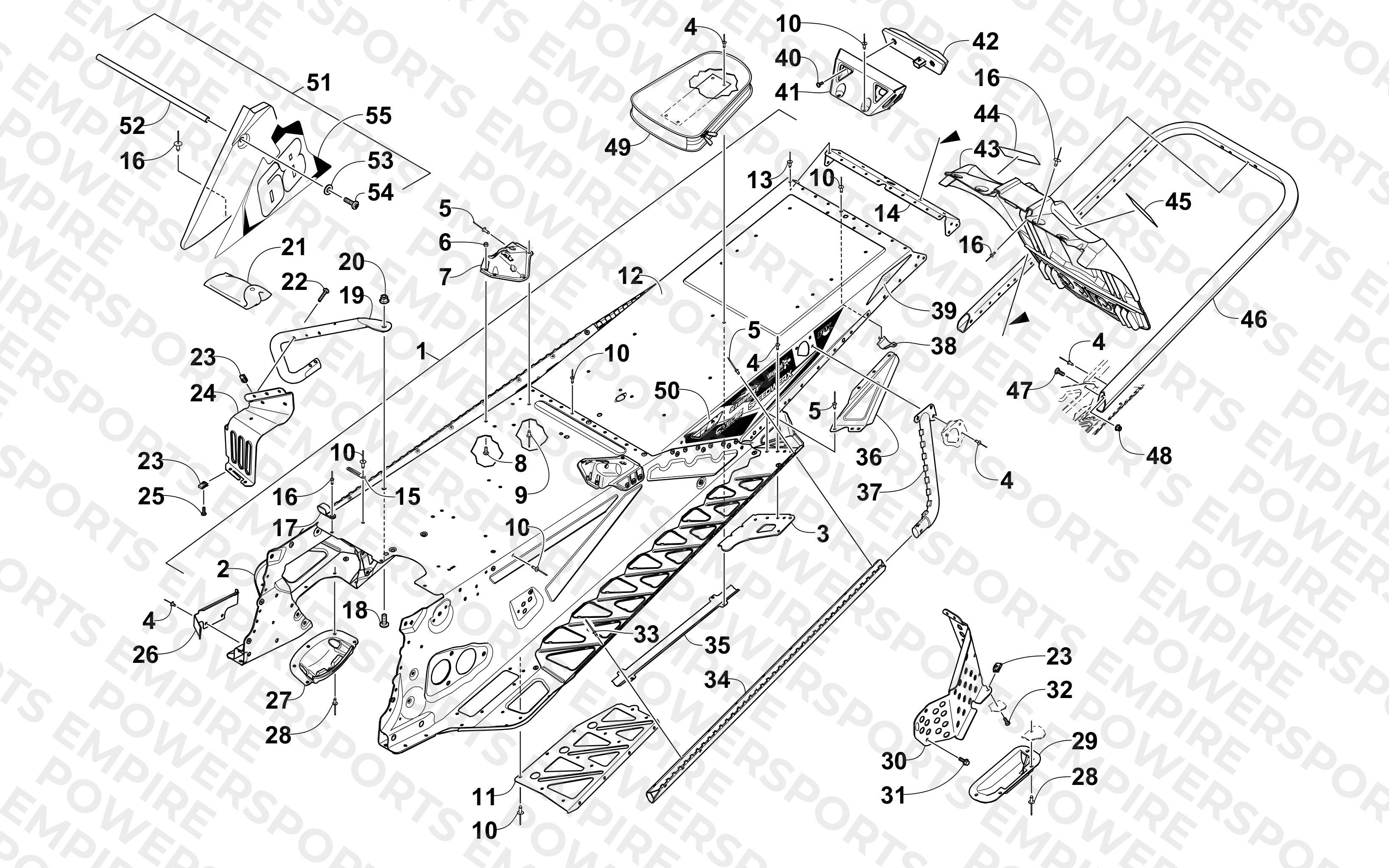 TUNNEL, REAR BUMPER, AND SNOWFLAP ASSEMBLY