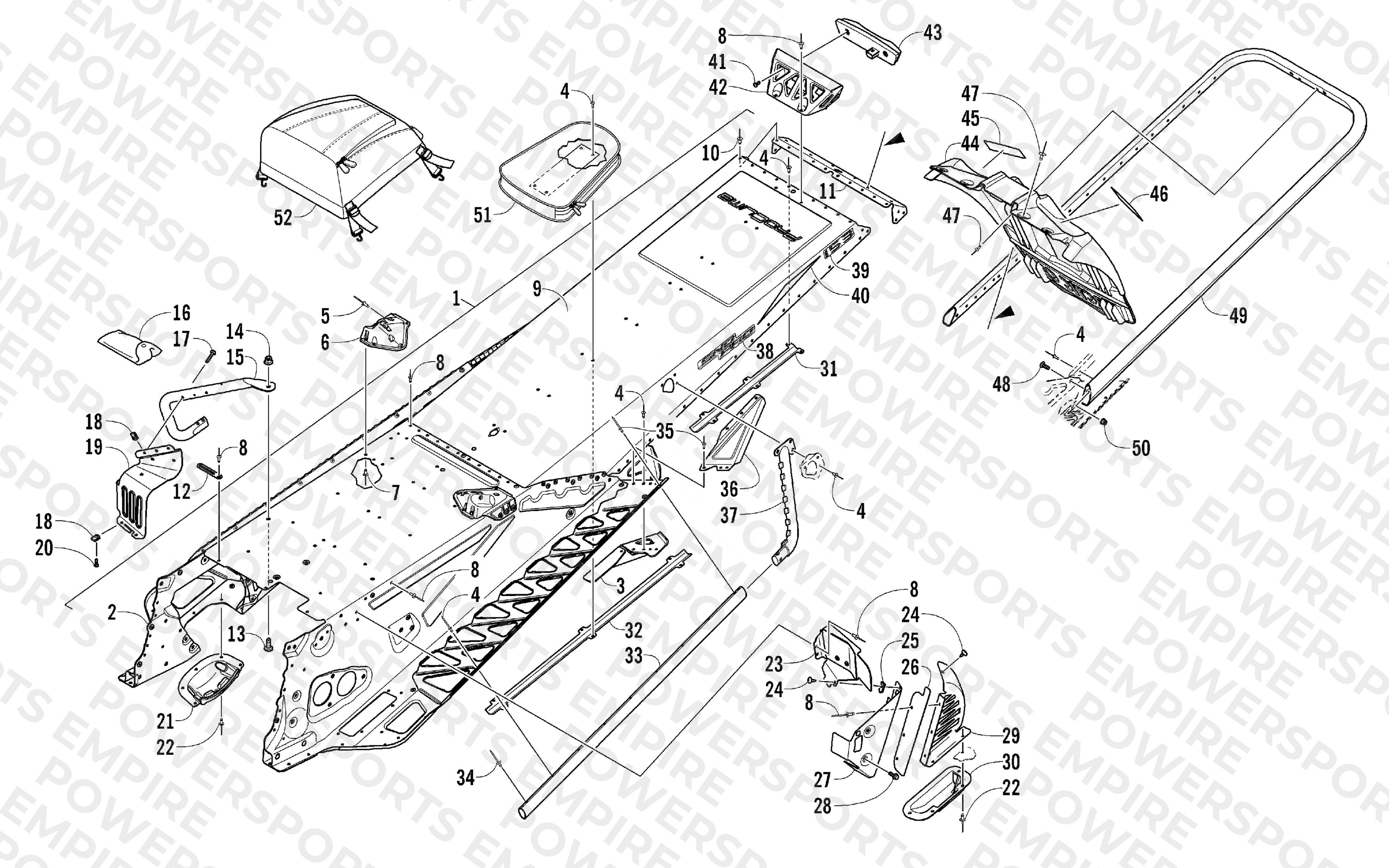 TUNNEL, REAR BUMPER, AND SNOWFLAP ASSEMBLY