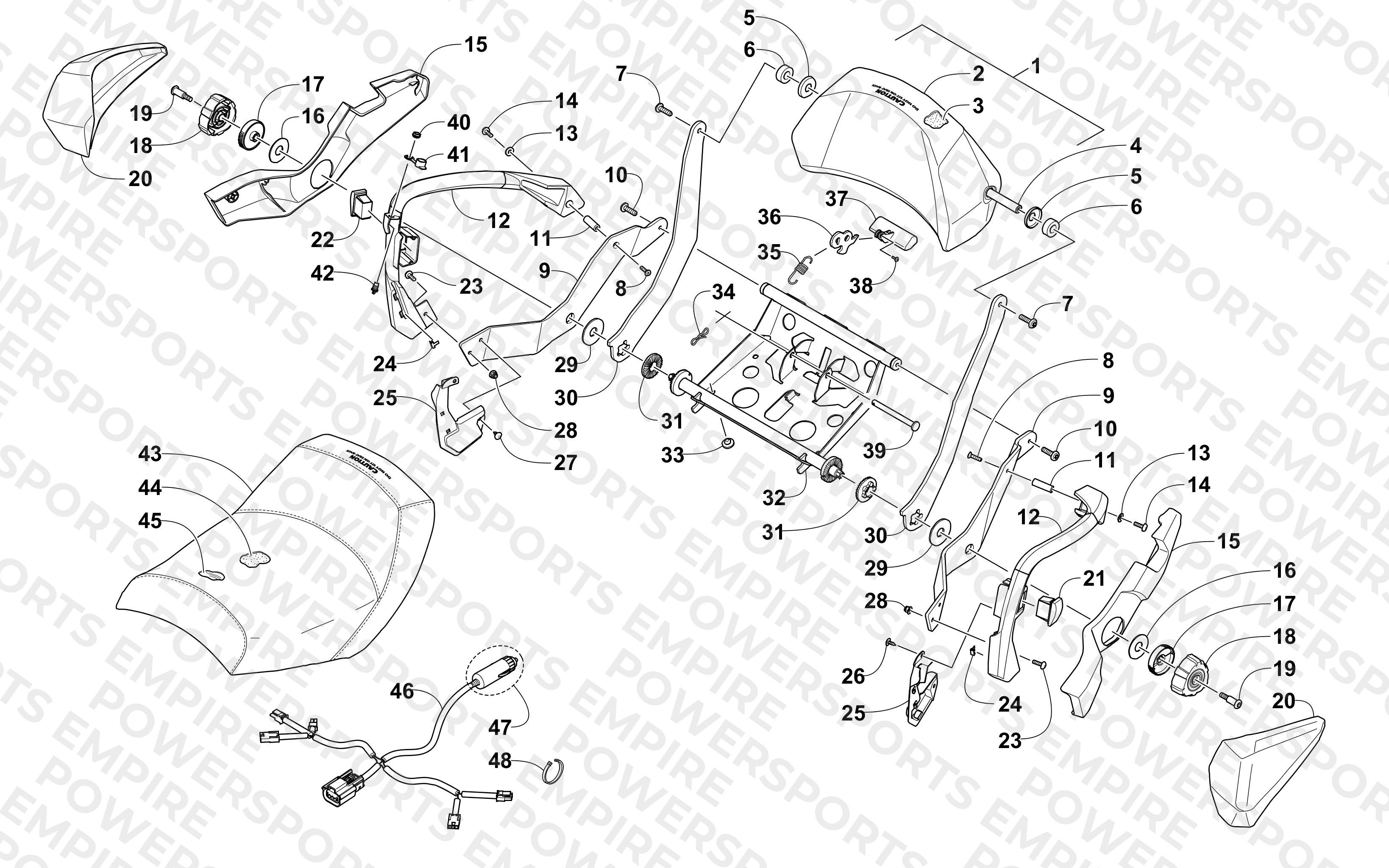 PASSENGER SEAT AND BACKREST ASSEMBLY