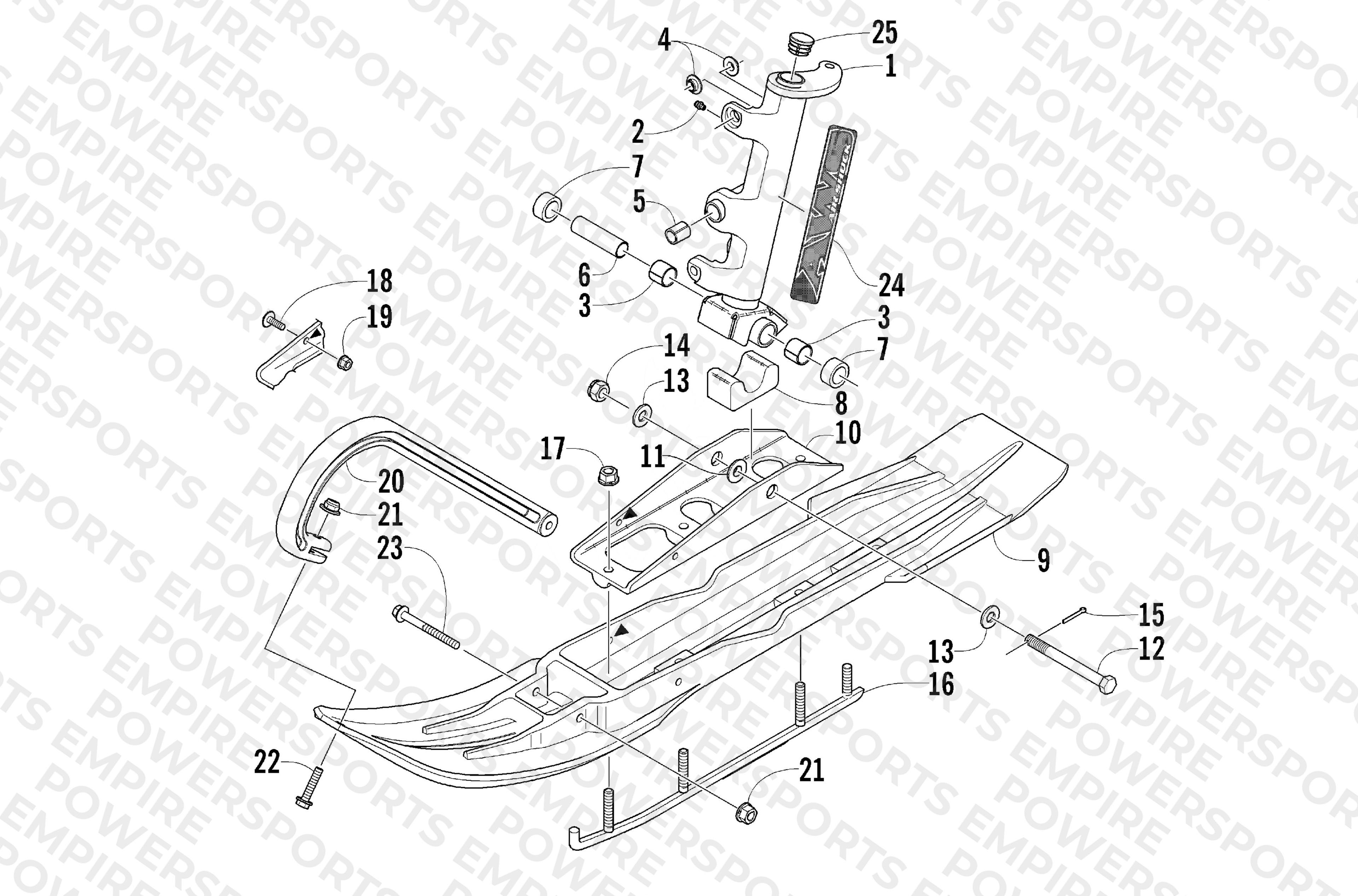 SKI AND SPINDLE ASSEMBLY