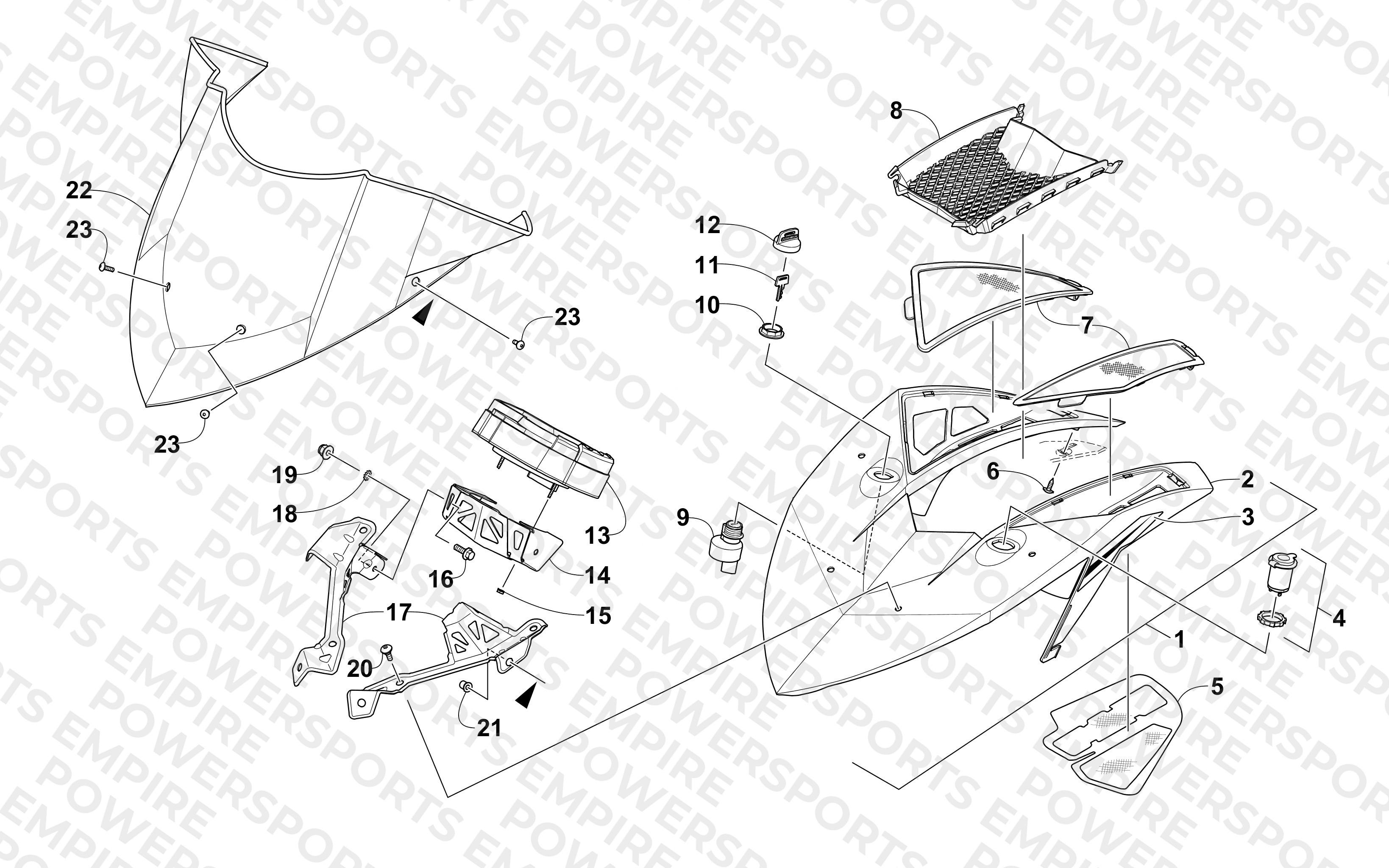 WINDSHIELD AND INSTRUMENTS ASSEMBLIES