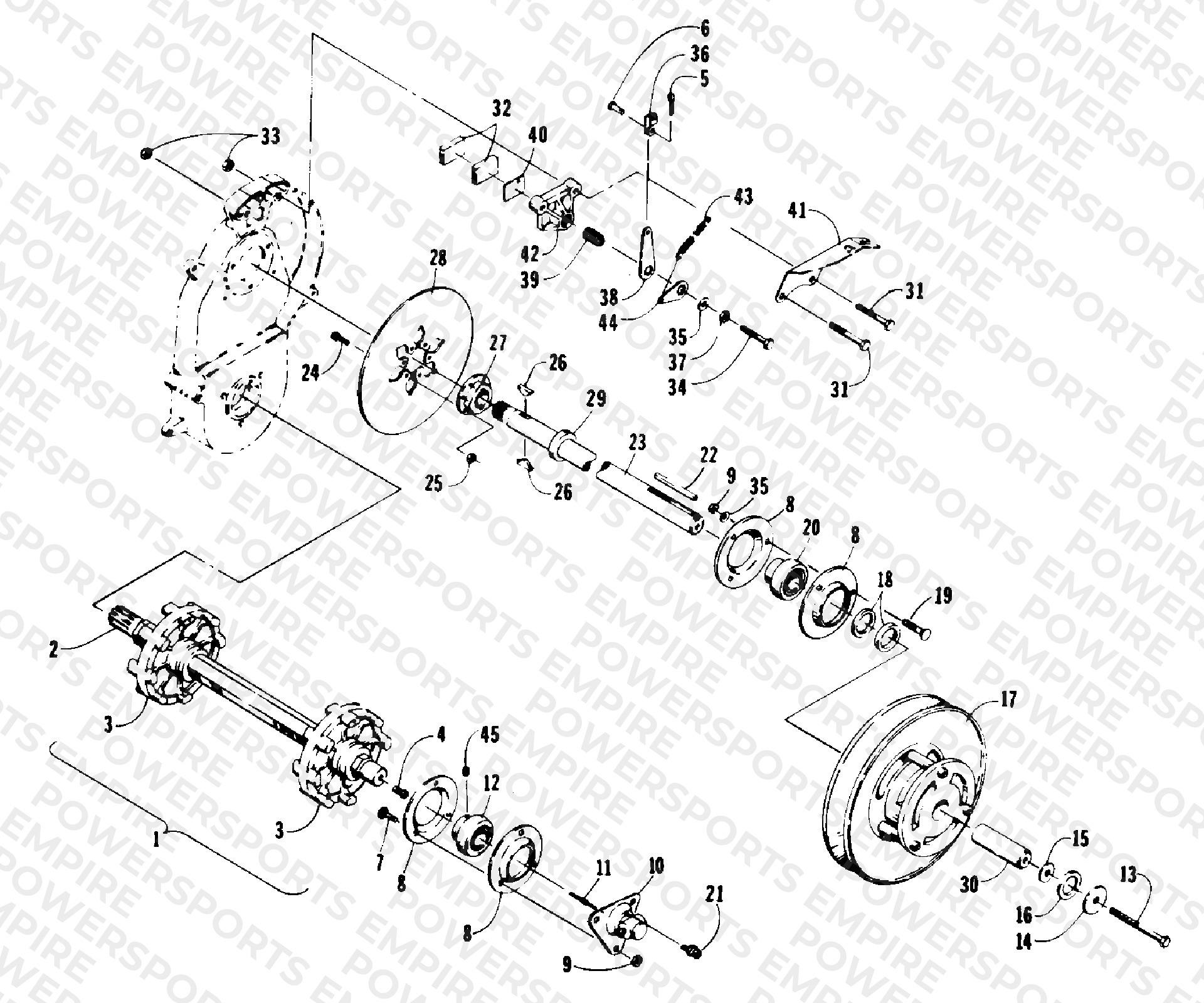 DRIVE TRAIN SHAFTS AND BRAKE ASSEMBLIES