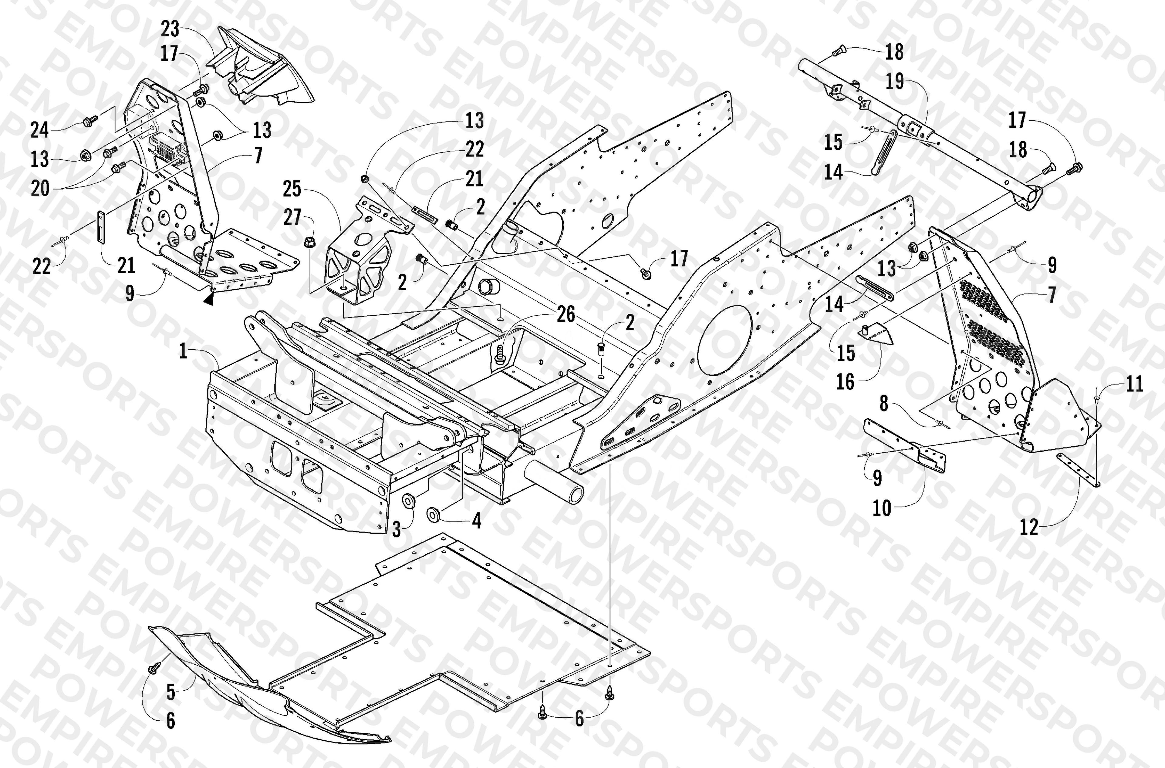 FRONT FRAME AND FOOTREST ASSEMBLY