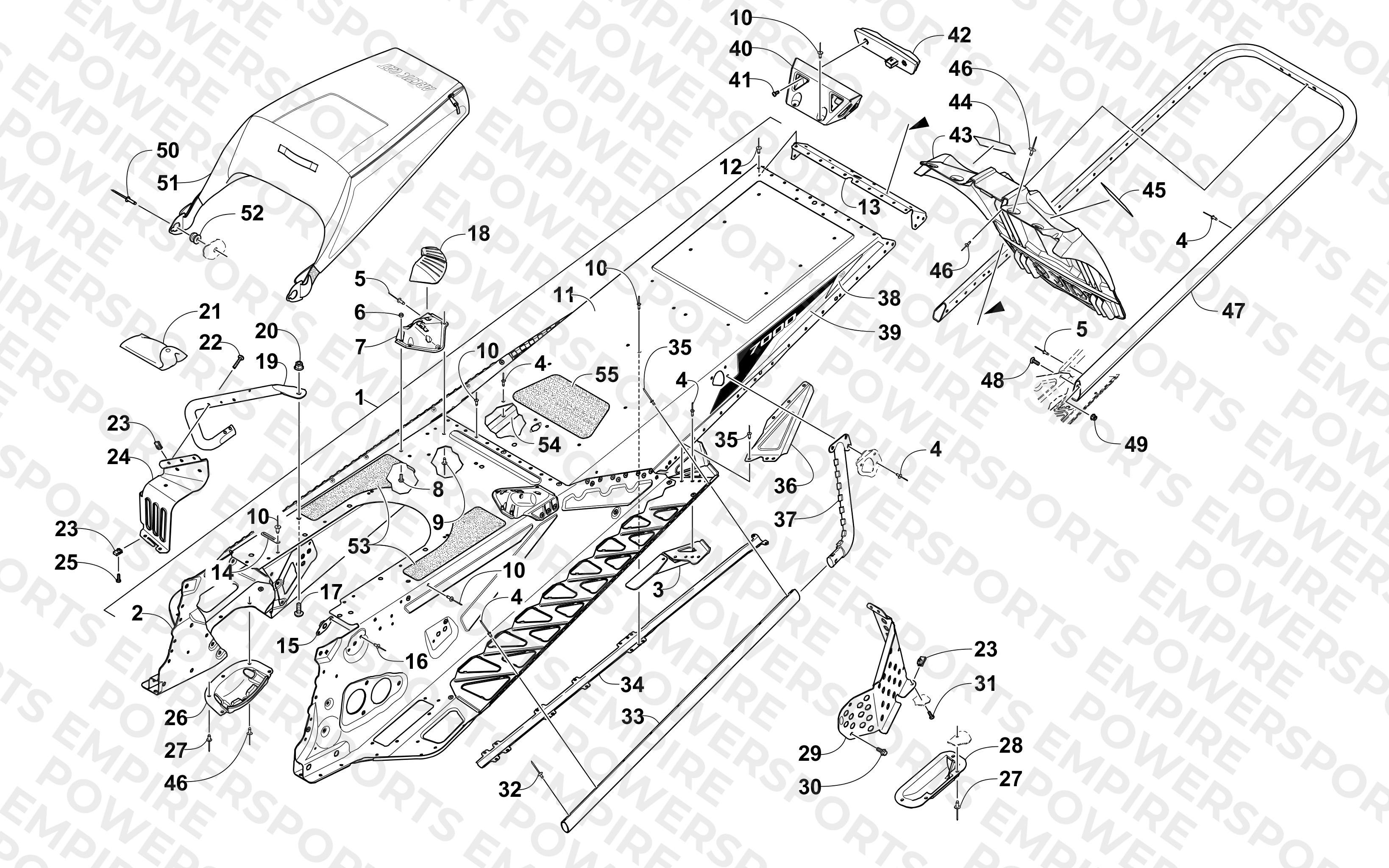 TUNNEL, REAR BUMPER, AND SNOWFLAP ASSEMBLY