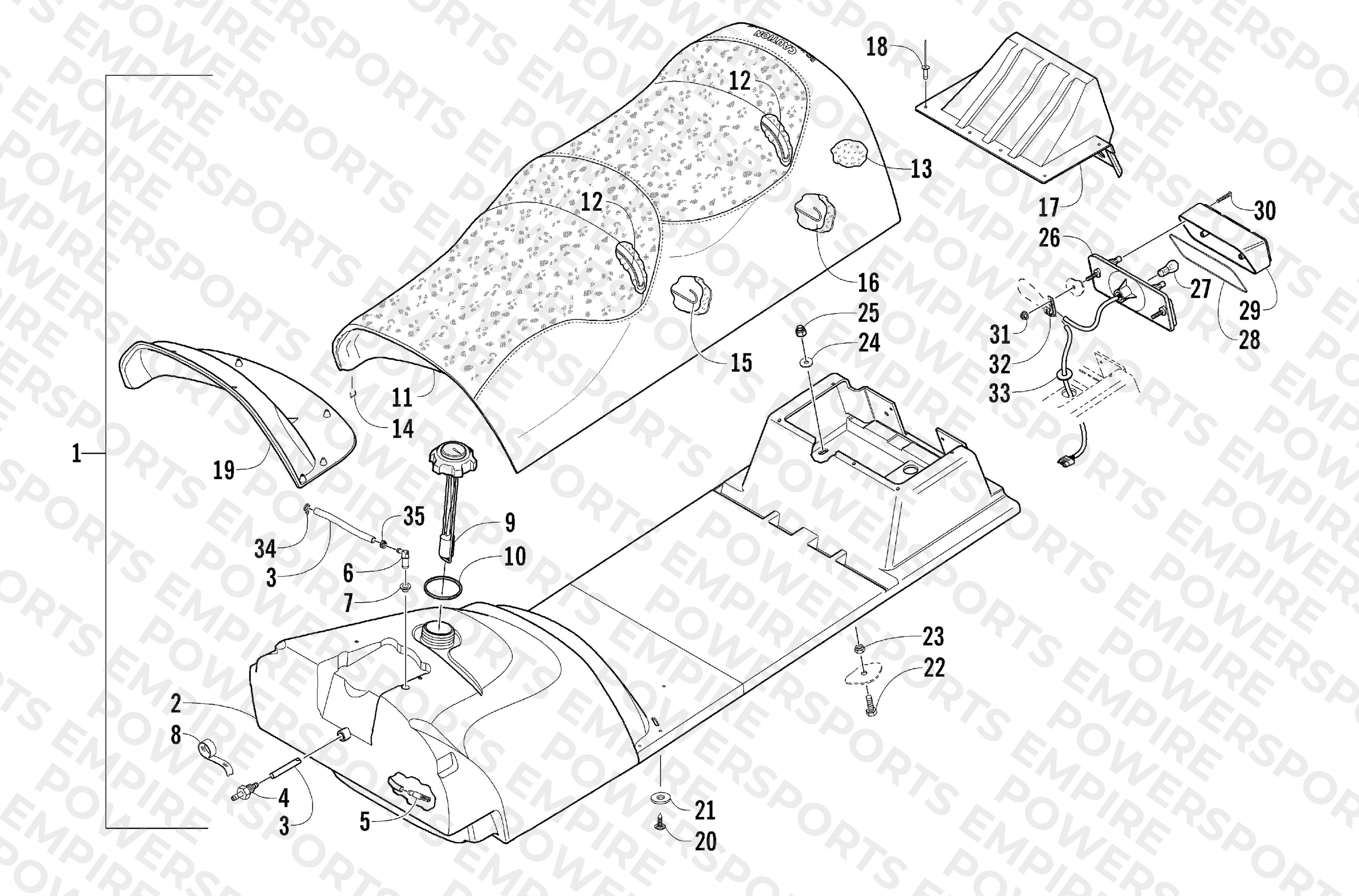 GAS TANK, SEAT, AND TAILLIGHT ASSEMBLY