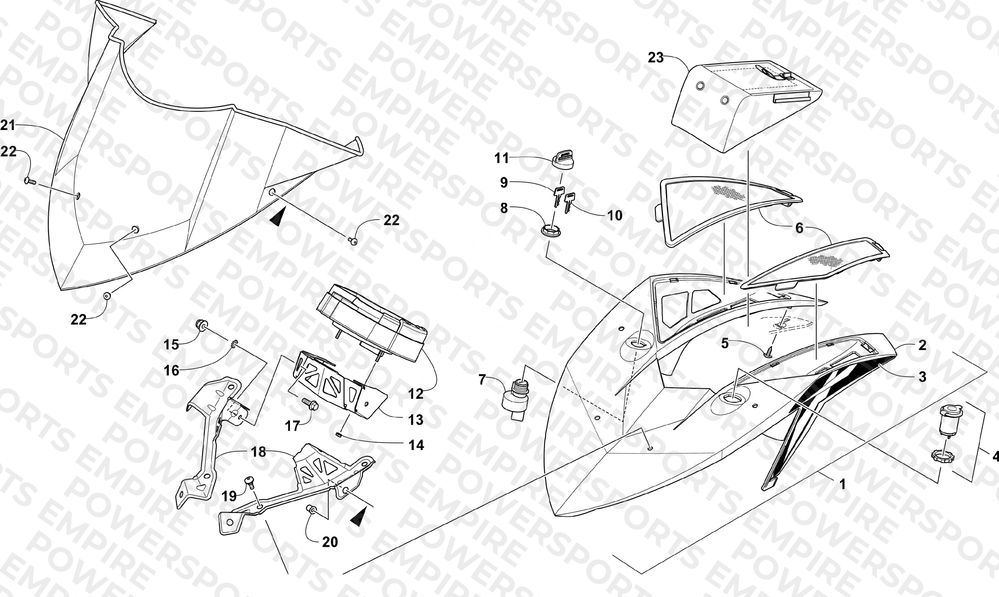 WINDSHIELD AND INSTRUMENTS ASSEMBLIES