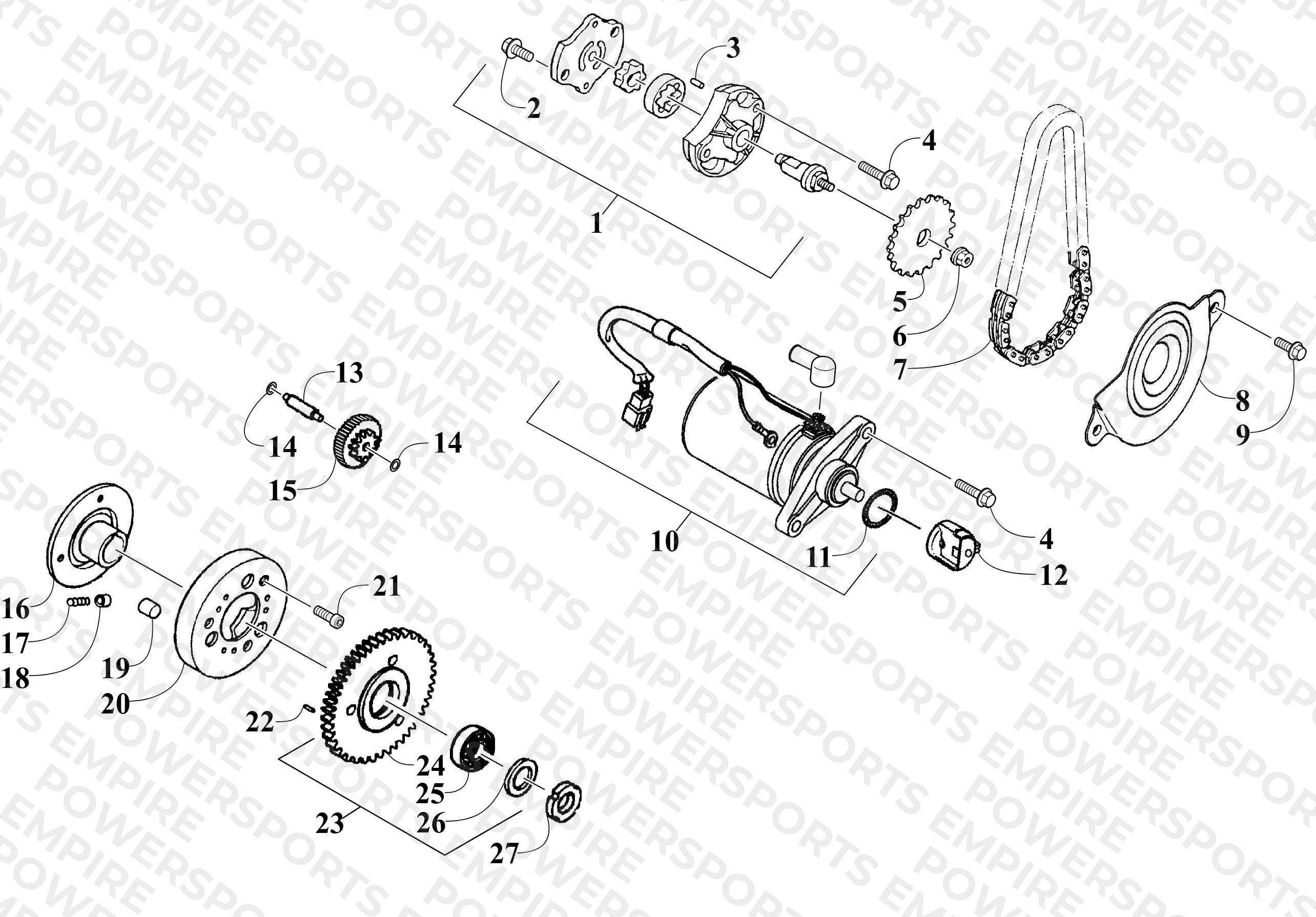 STARTER MOTOR AND OIL PUMP ASSEMBLY