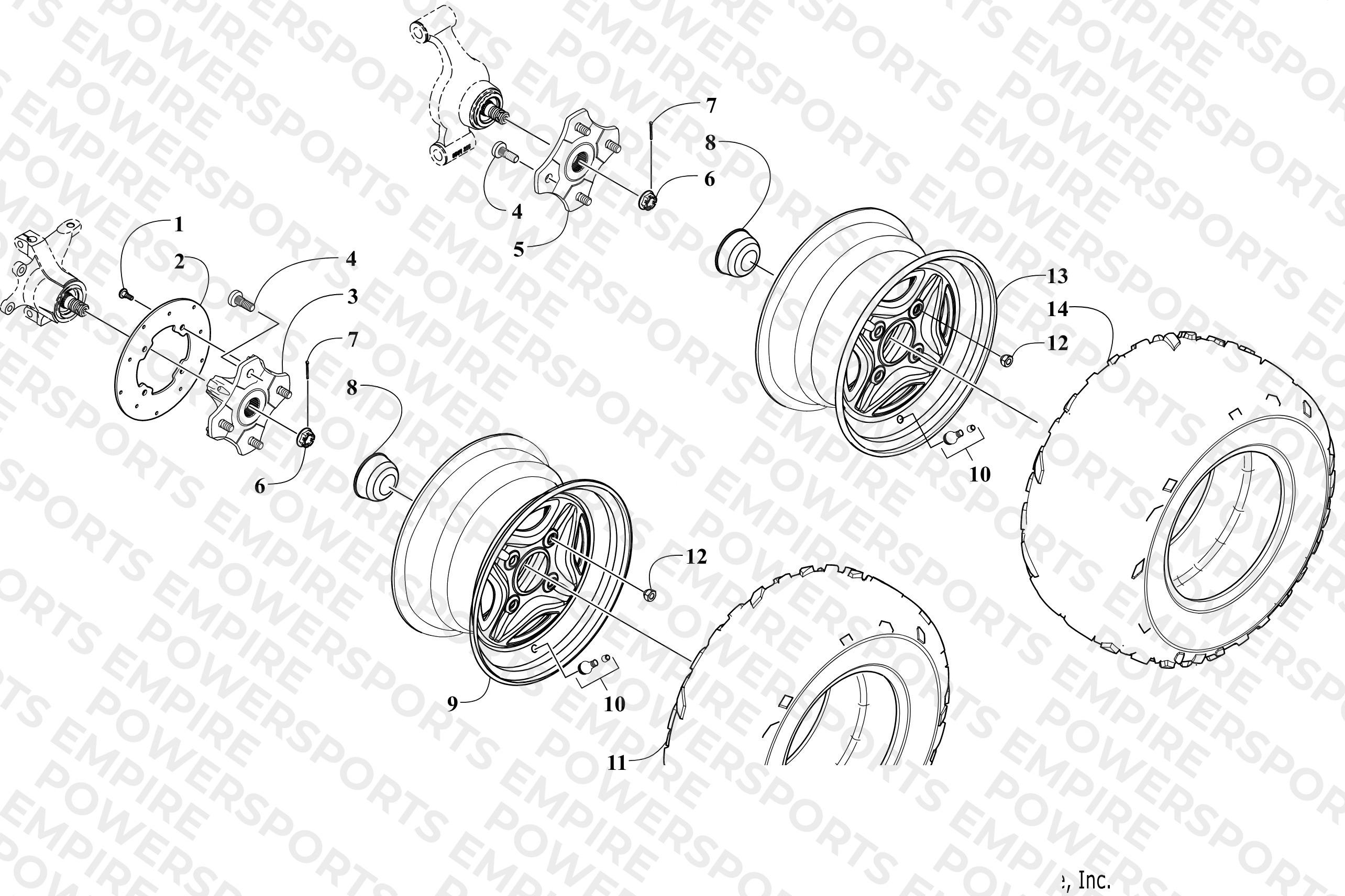 WHEEL AND TIRE ASSEMBLY (SER. # 200233 AND BELOW)