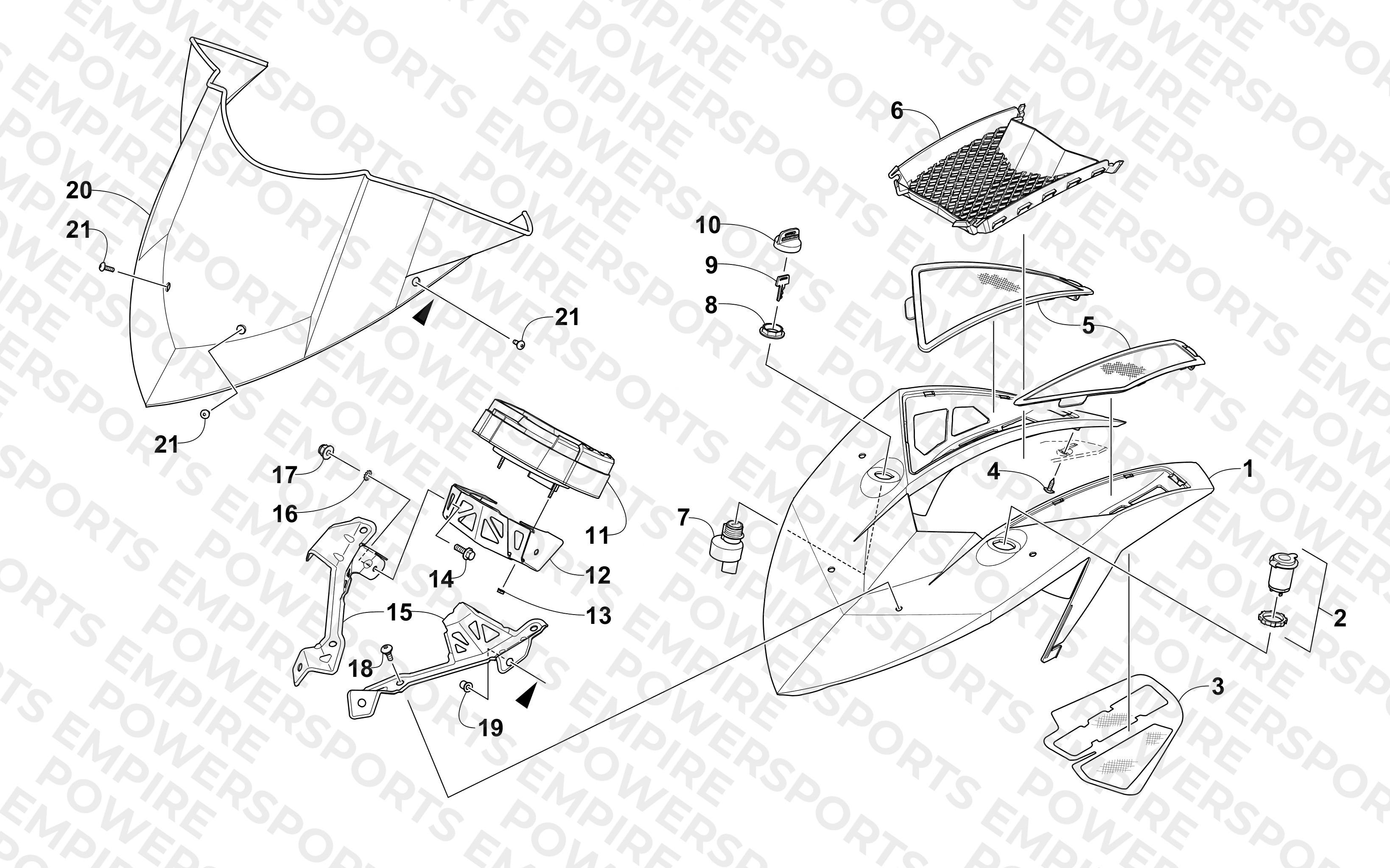WINDSHIELD AND INSTRUMENTS ASSEMBLIES