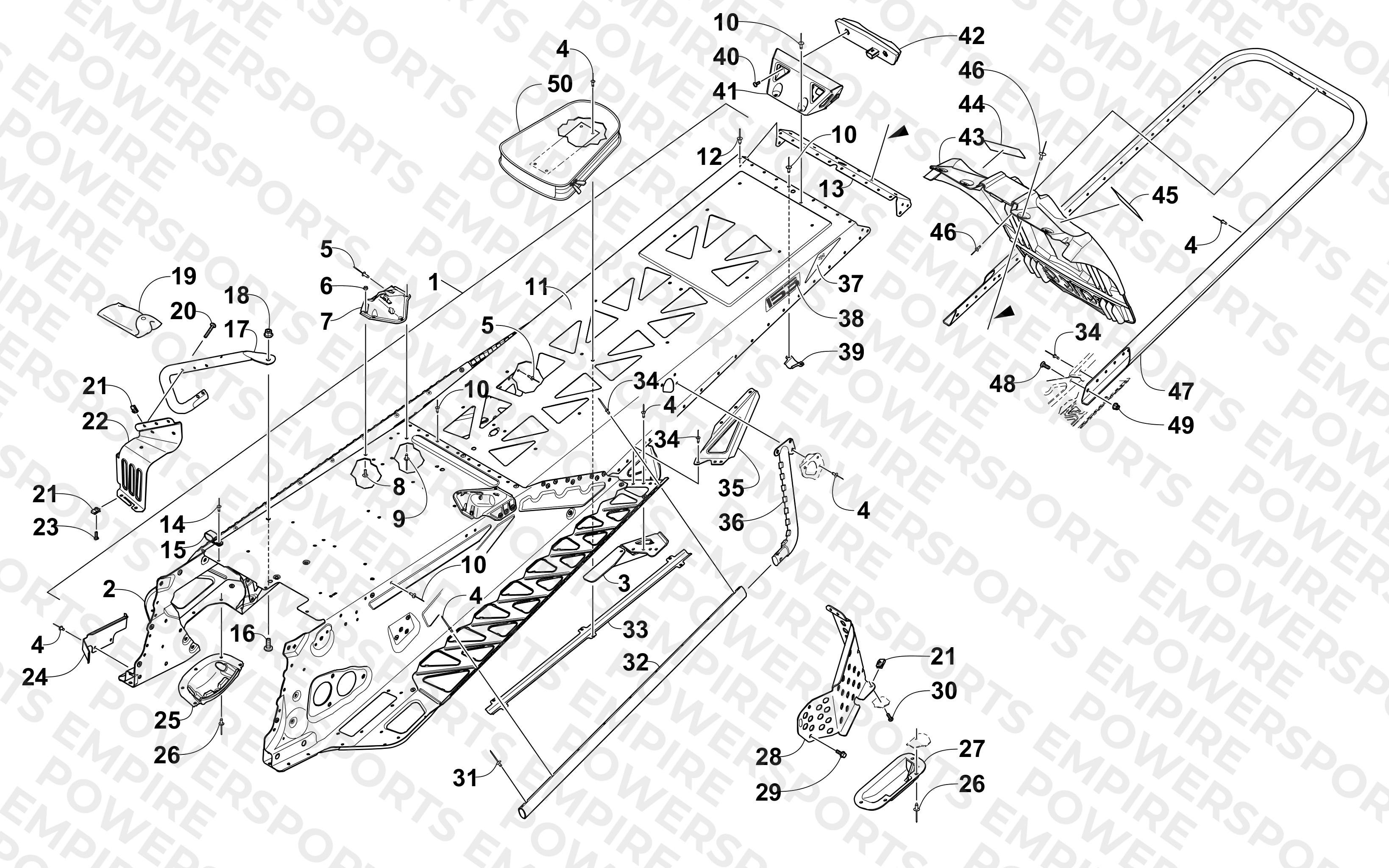 TUNNEL, REAR BUMPER, AND SNOWFLAP ASSEMBLY