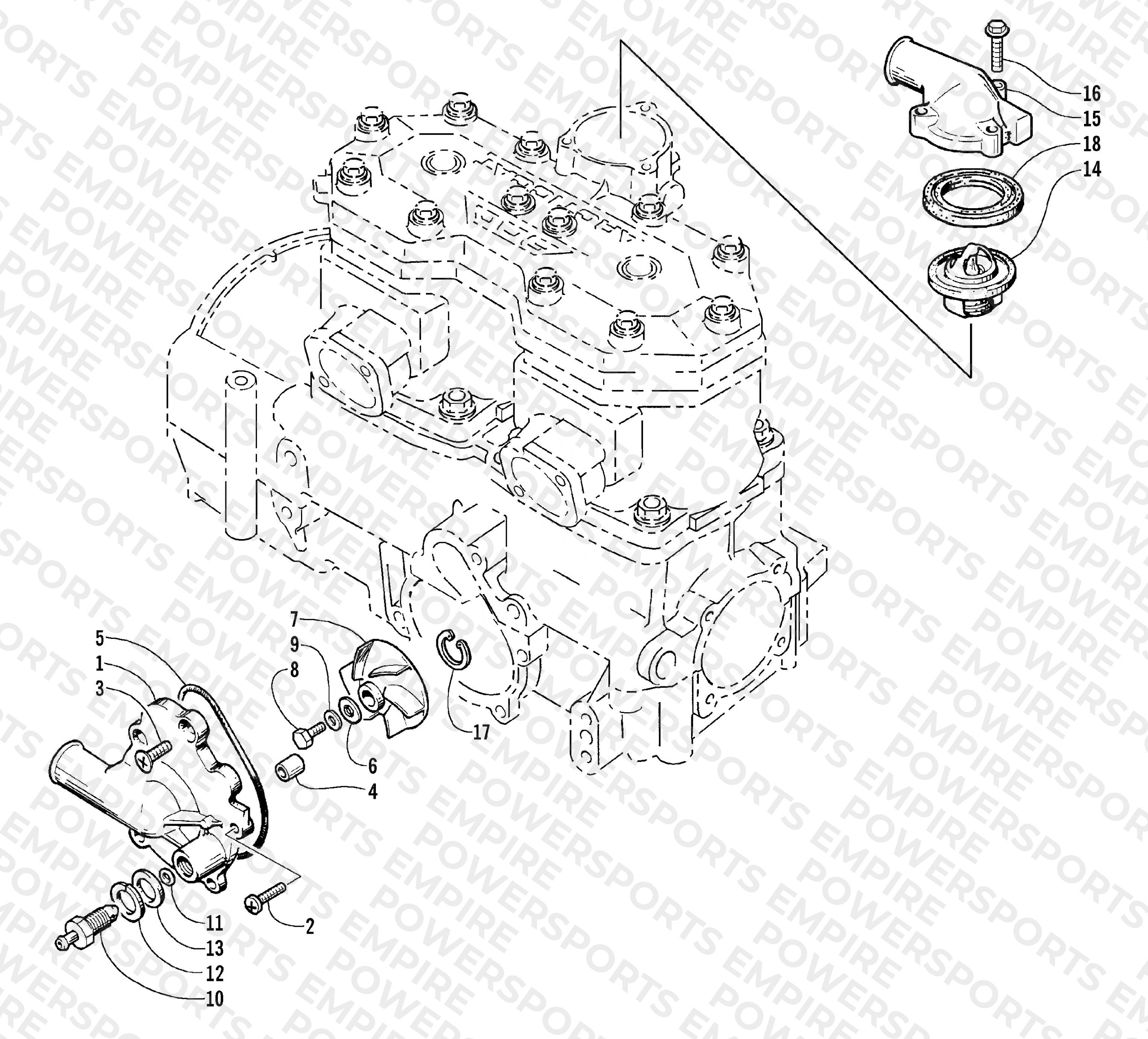 WATER PUMP AND THERMOSTAT
