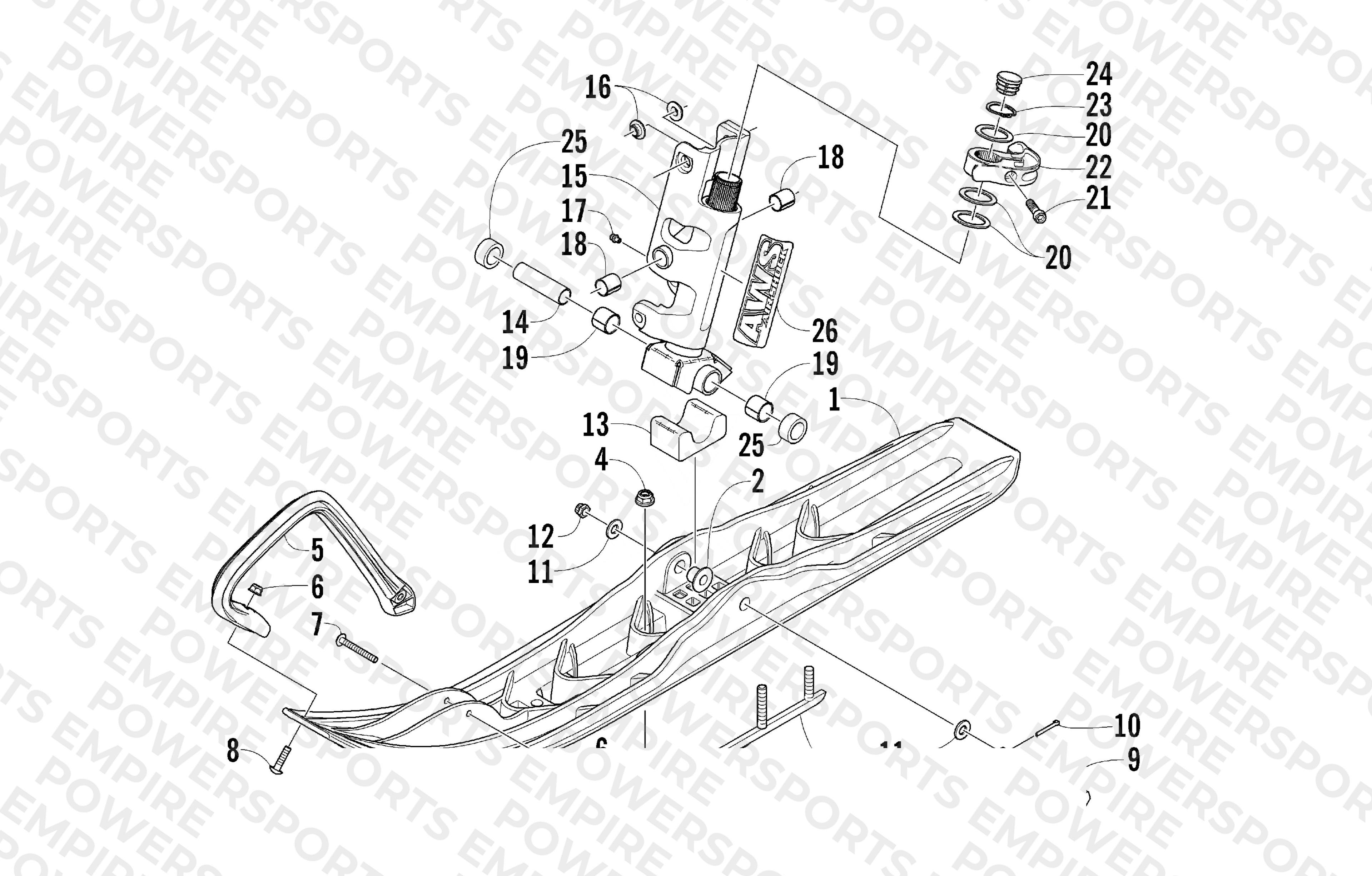 SKI AND SPINDLE ASSEMBLY